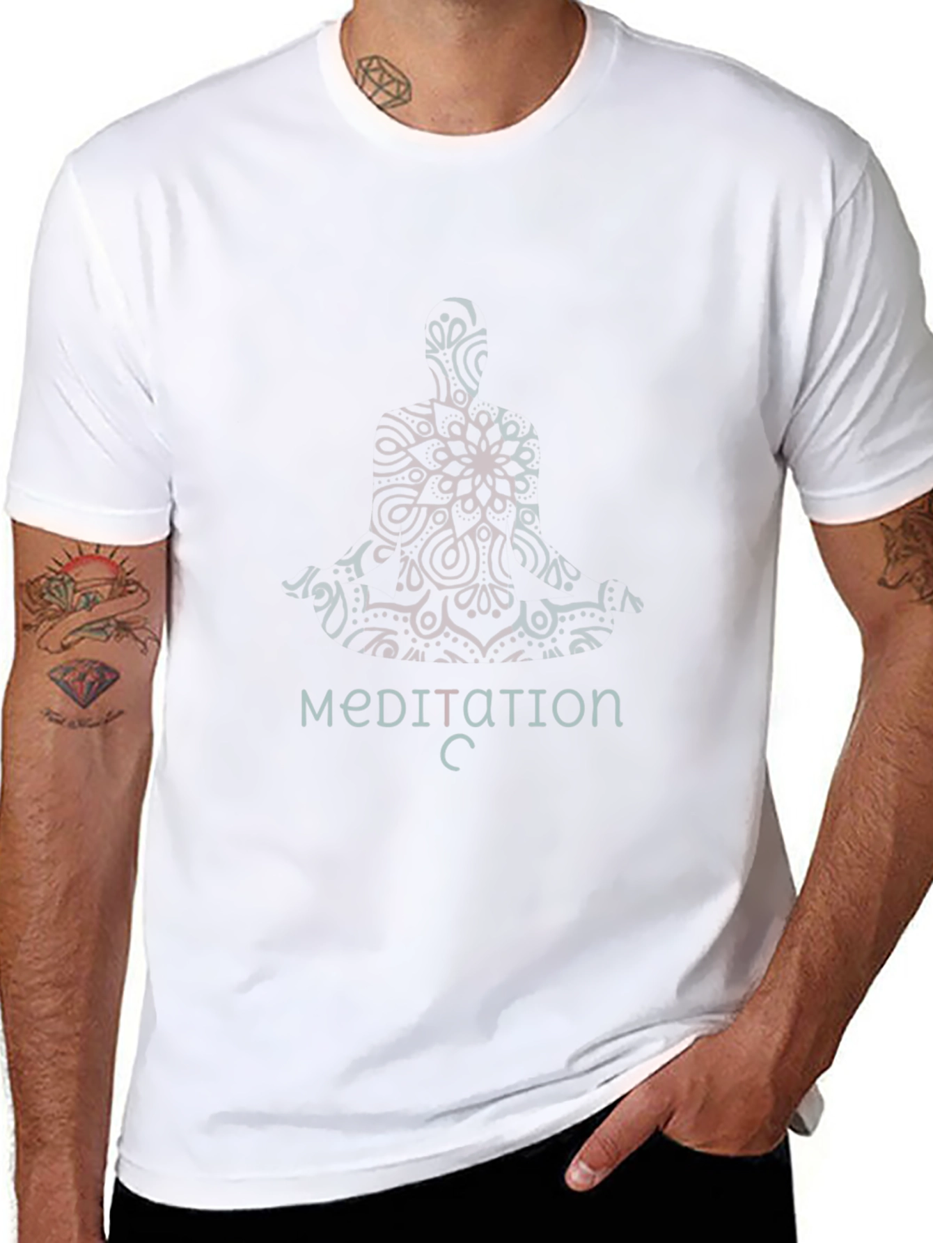 Meditative Mandala Mens Black T-Shirt