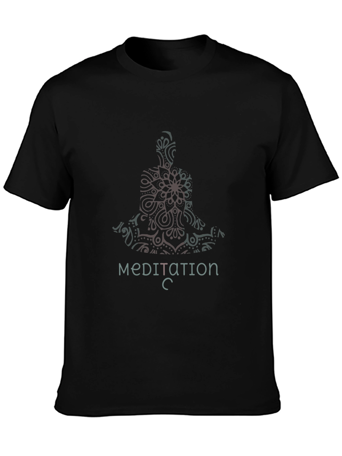 Meditative Mandala Mens Black T-Shirt