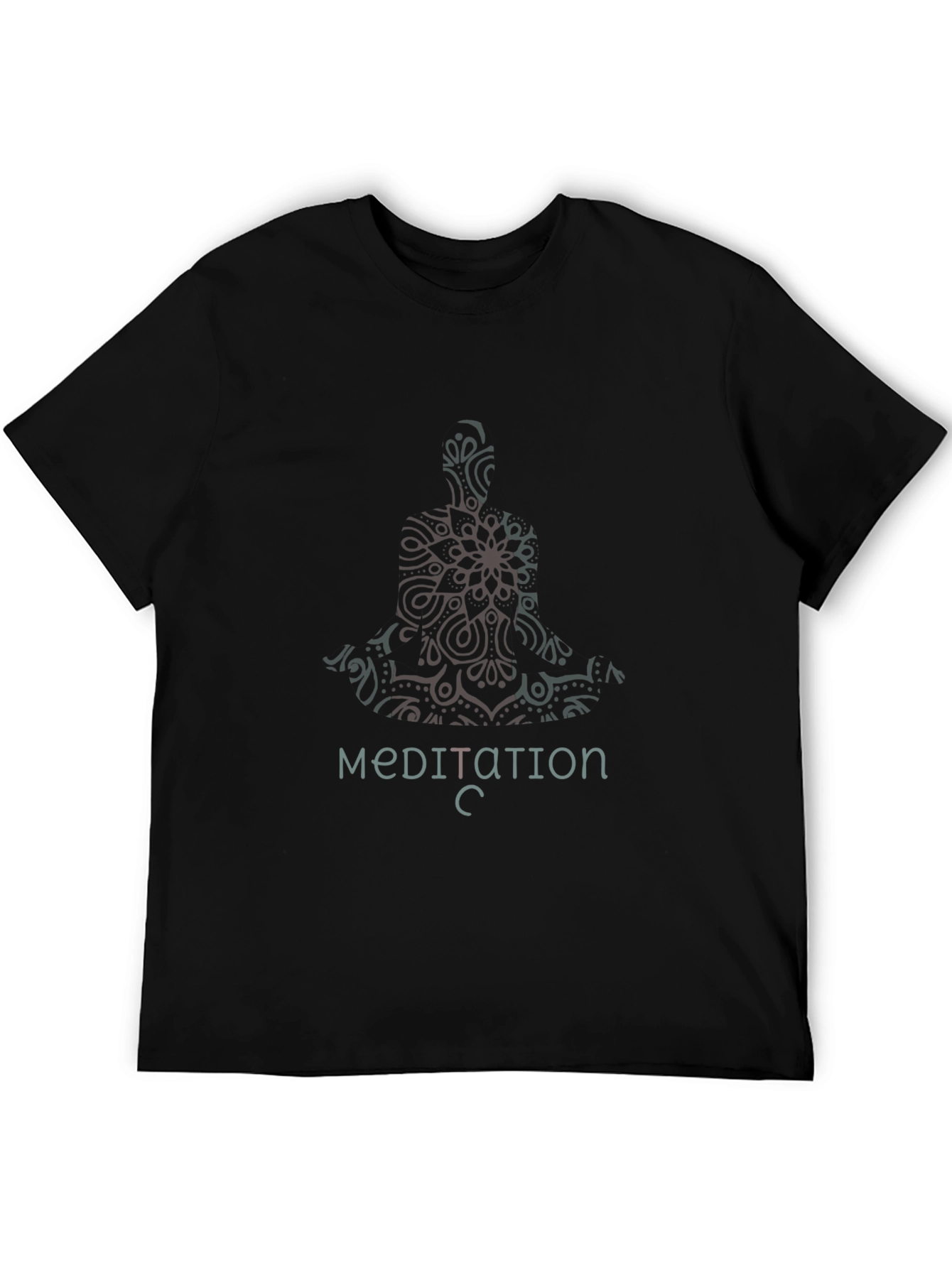Meditative Mandala Mens Black T-Shirt