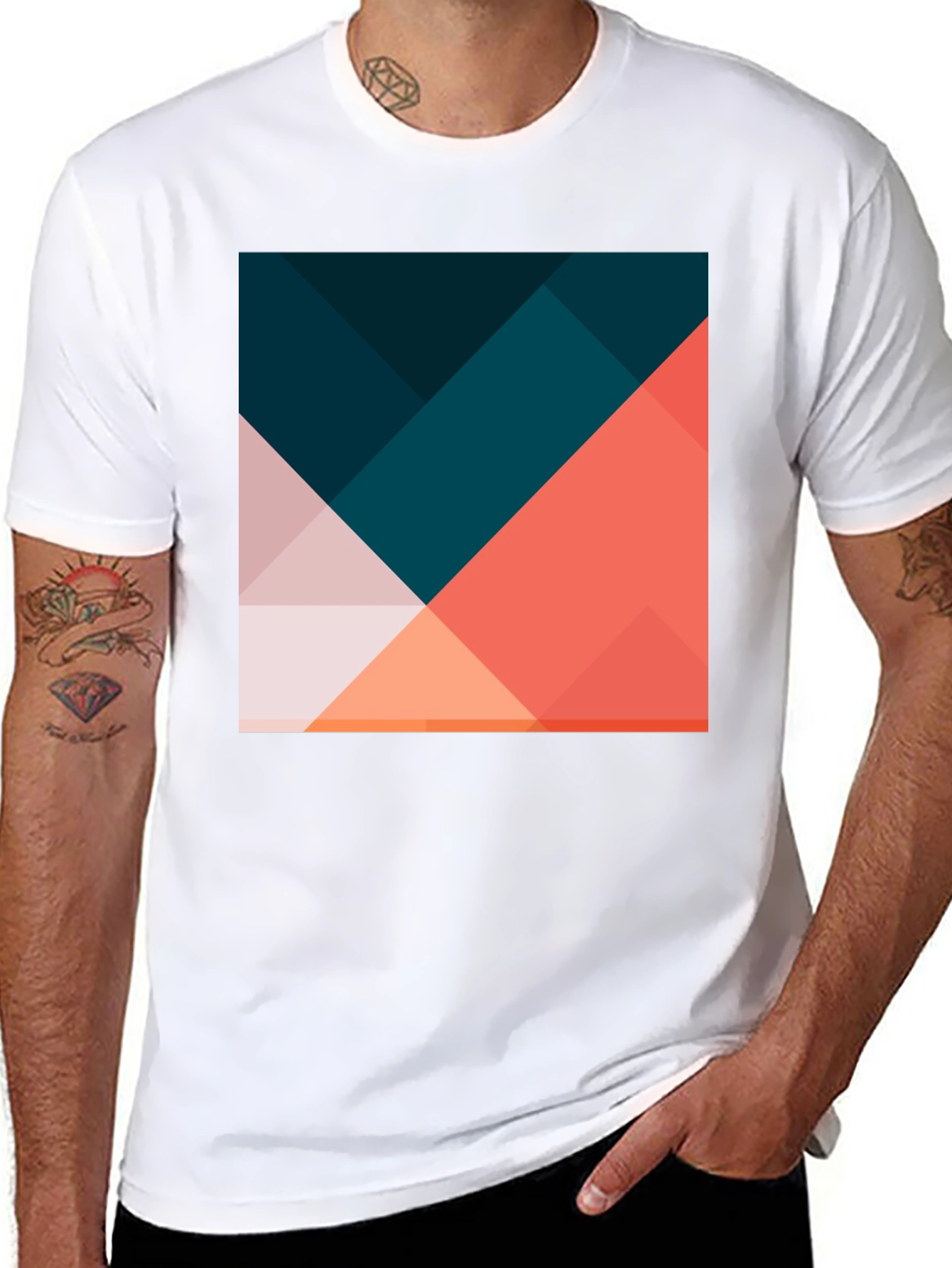 Geometric Print Black T-Shirt - Modern Casual Wear