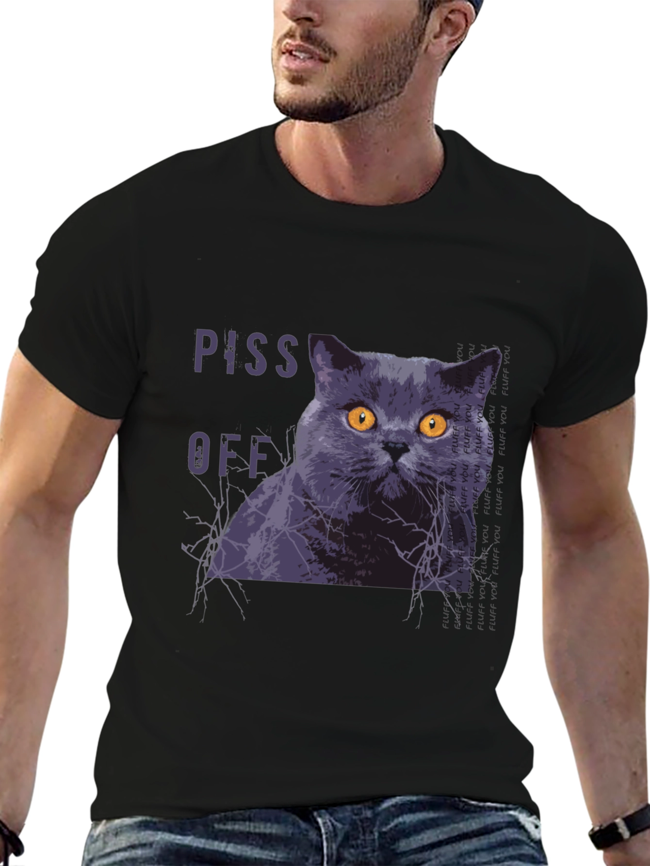 Piss Off Cat Graphic T-Shirt - Funny Novelty Tee