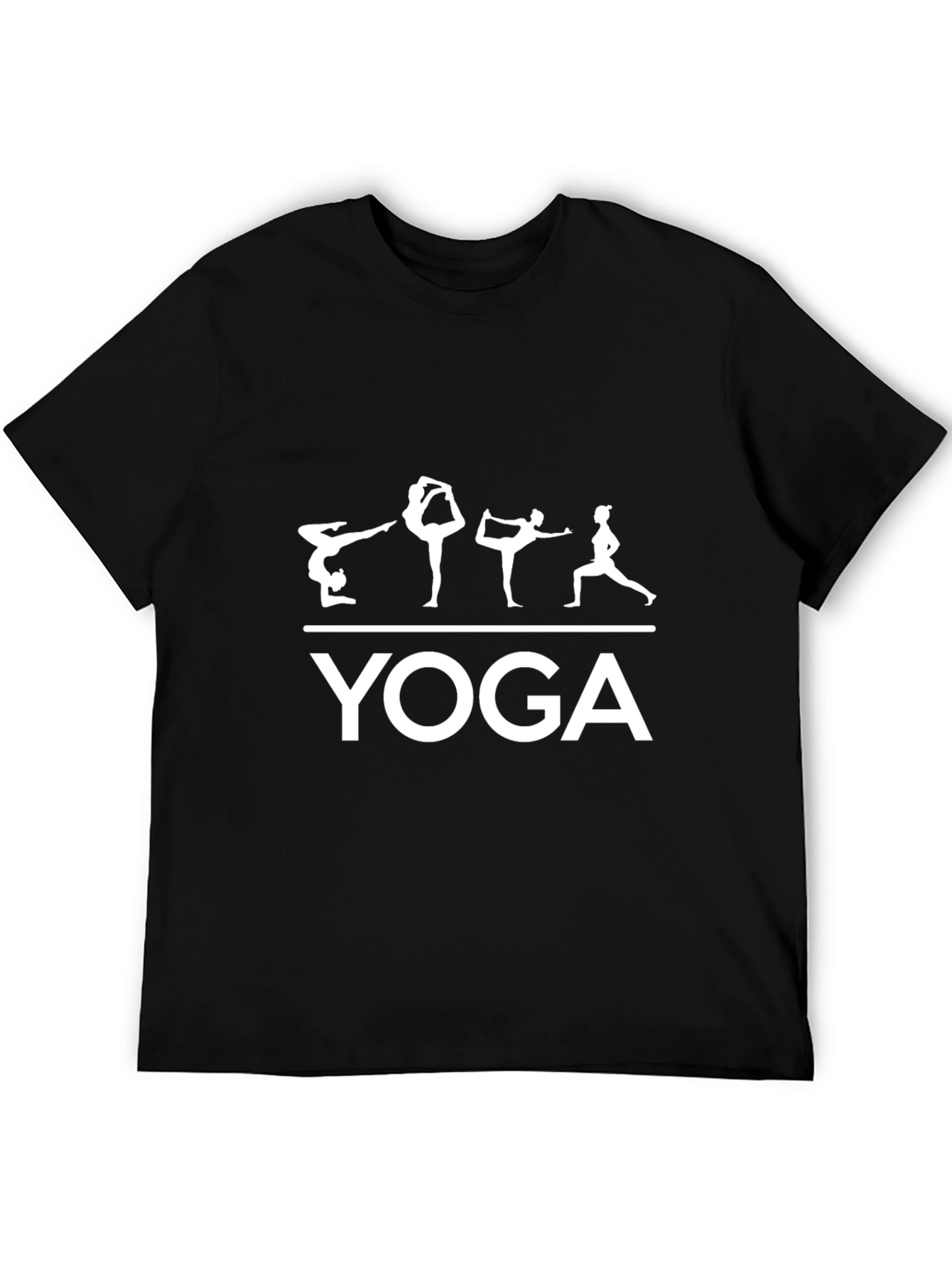 Yoga Poses Graphic T-Shirt - Black Cotton Blend