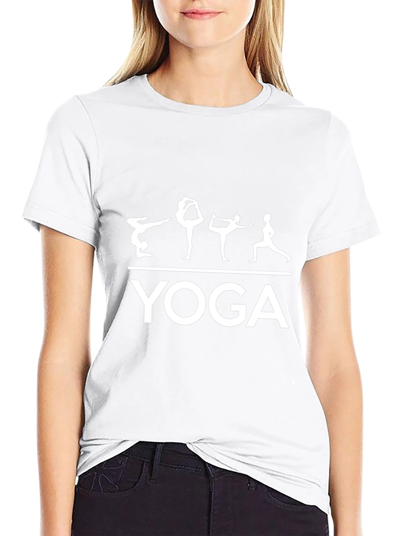 Yoga Poses Graphic T-Shirt - Black Cotton Blend