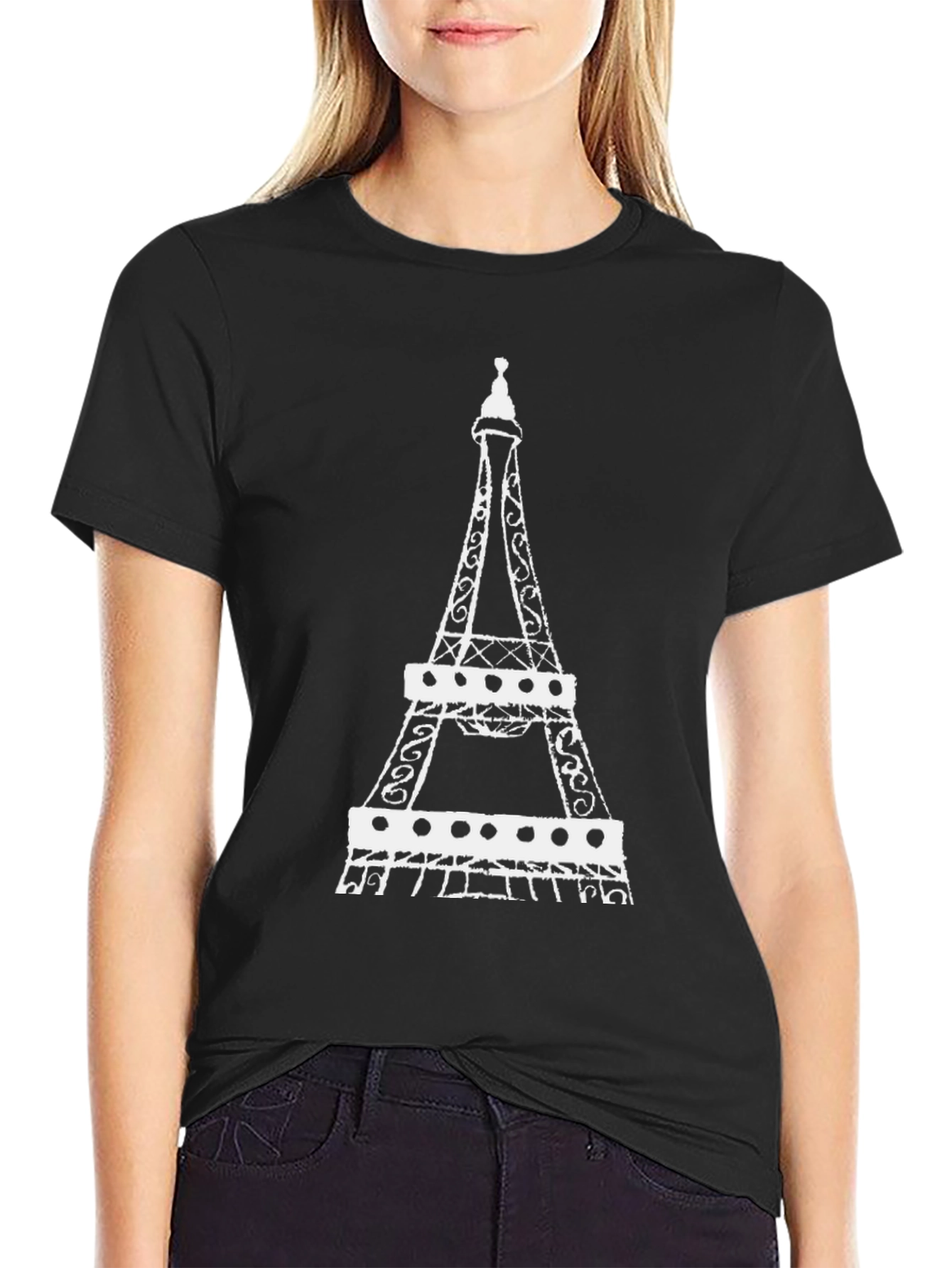 Eiffel Tower Graphic T-Shirt - Black Cotton Tee