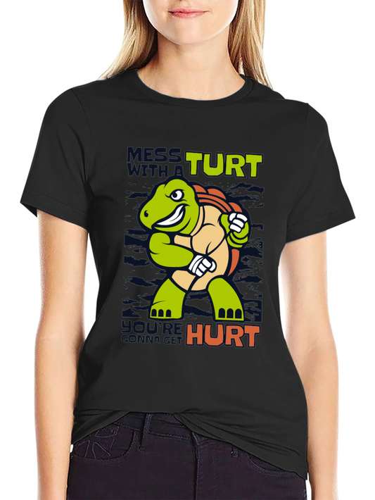 Mess With a Turtle T-Shirt Funny Cartoon Graphic Tee