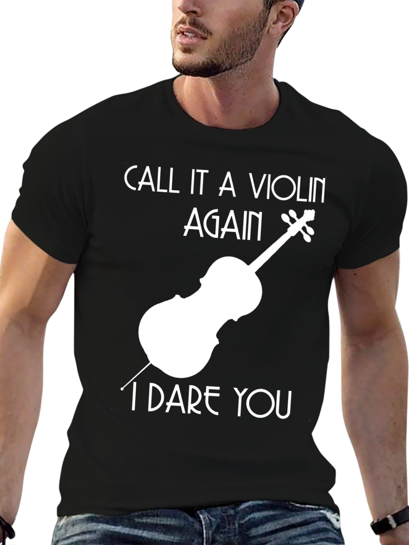 Violin I Dare You Black T-Shirt