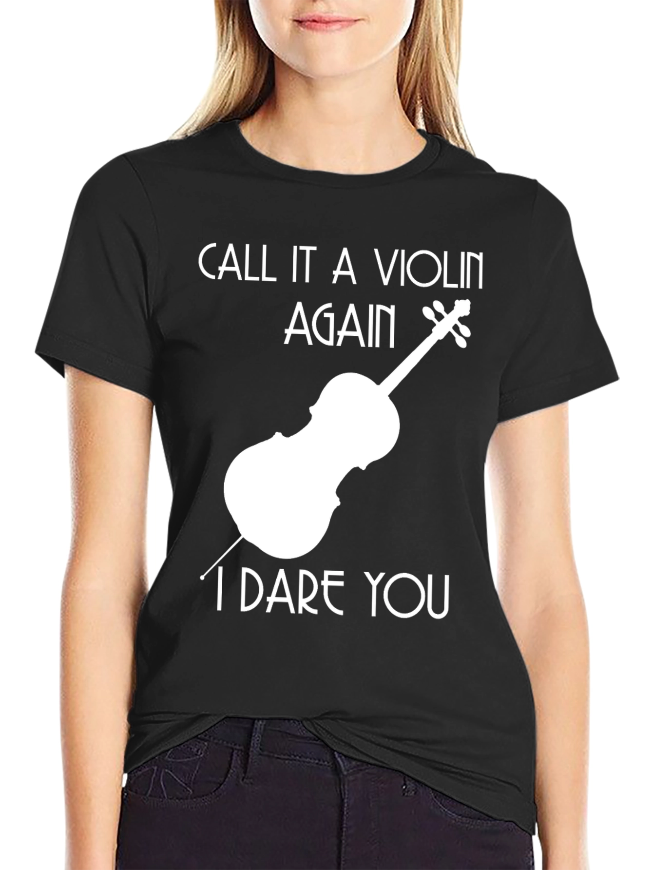 Violin I Dare You Black T-Shirt