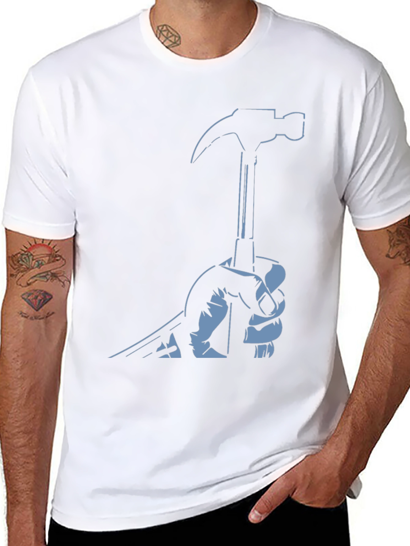 Hammer Graphic T-Shirt - Black Crew Neck Tee