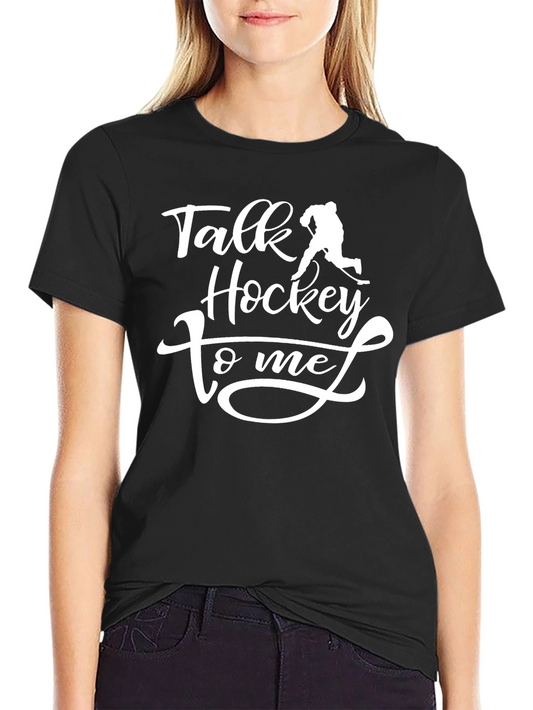 Talk Hockey To Me Black Graphic T-Shirt