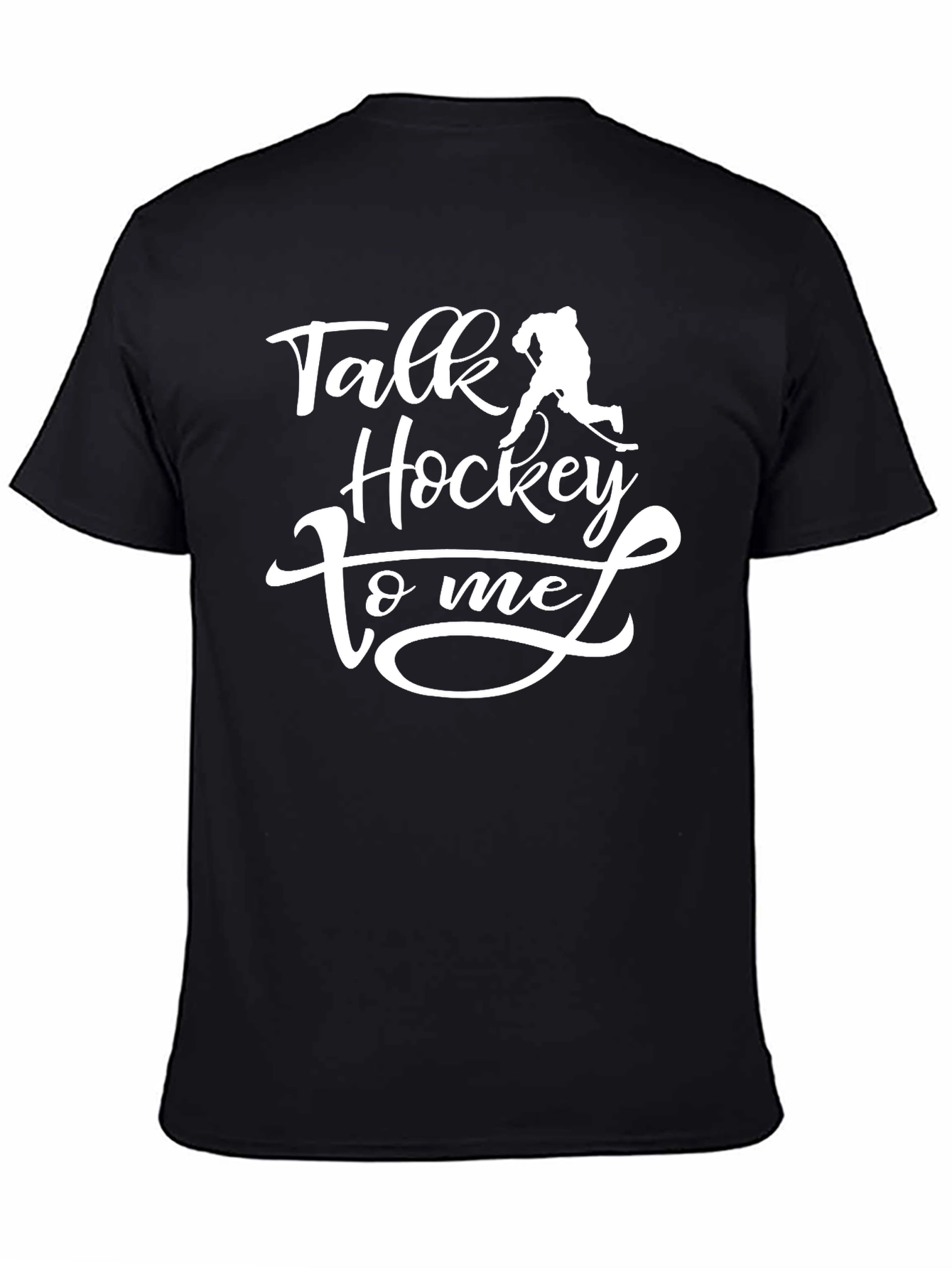 Talk Hockey To Me Black Graphic T-Shirt