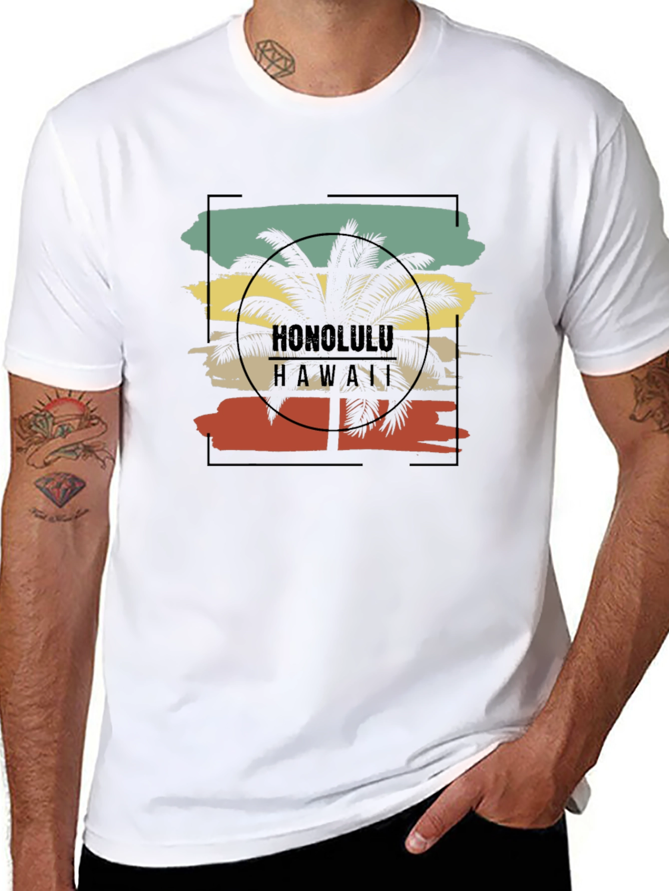 Retro Honolulu Hawaii Palm Tree T-Shirt