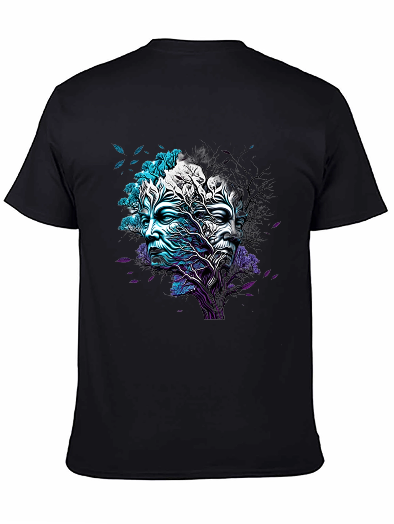 Nature Face Graphic Black T-Shirt