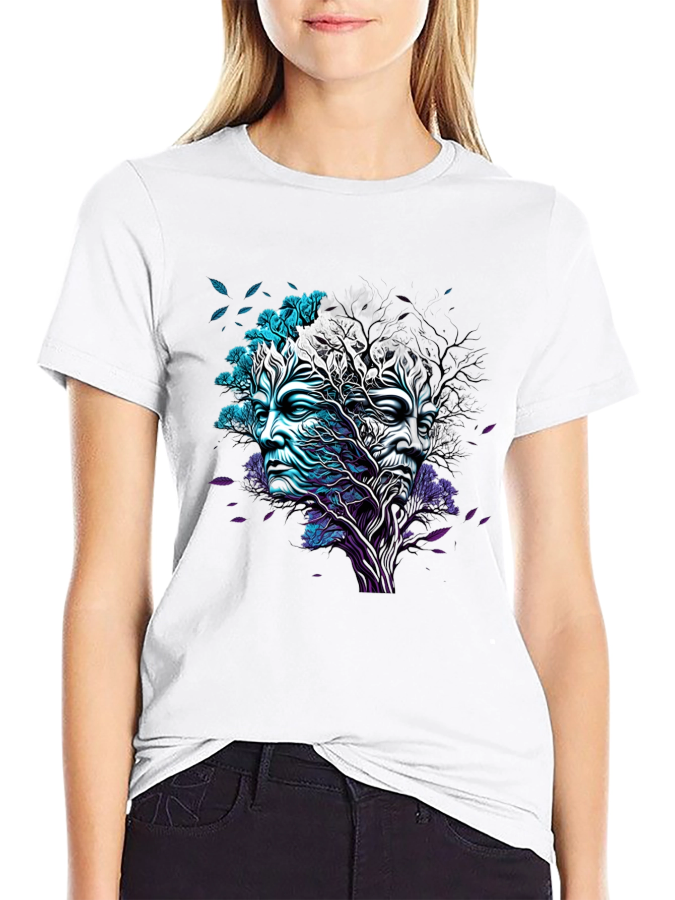 Nature Face Graphic Black T-Shirt