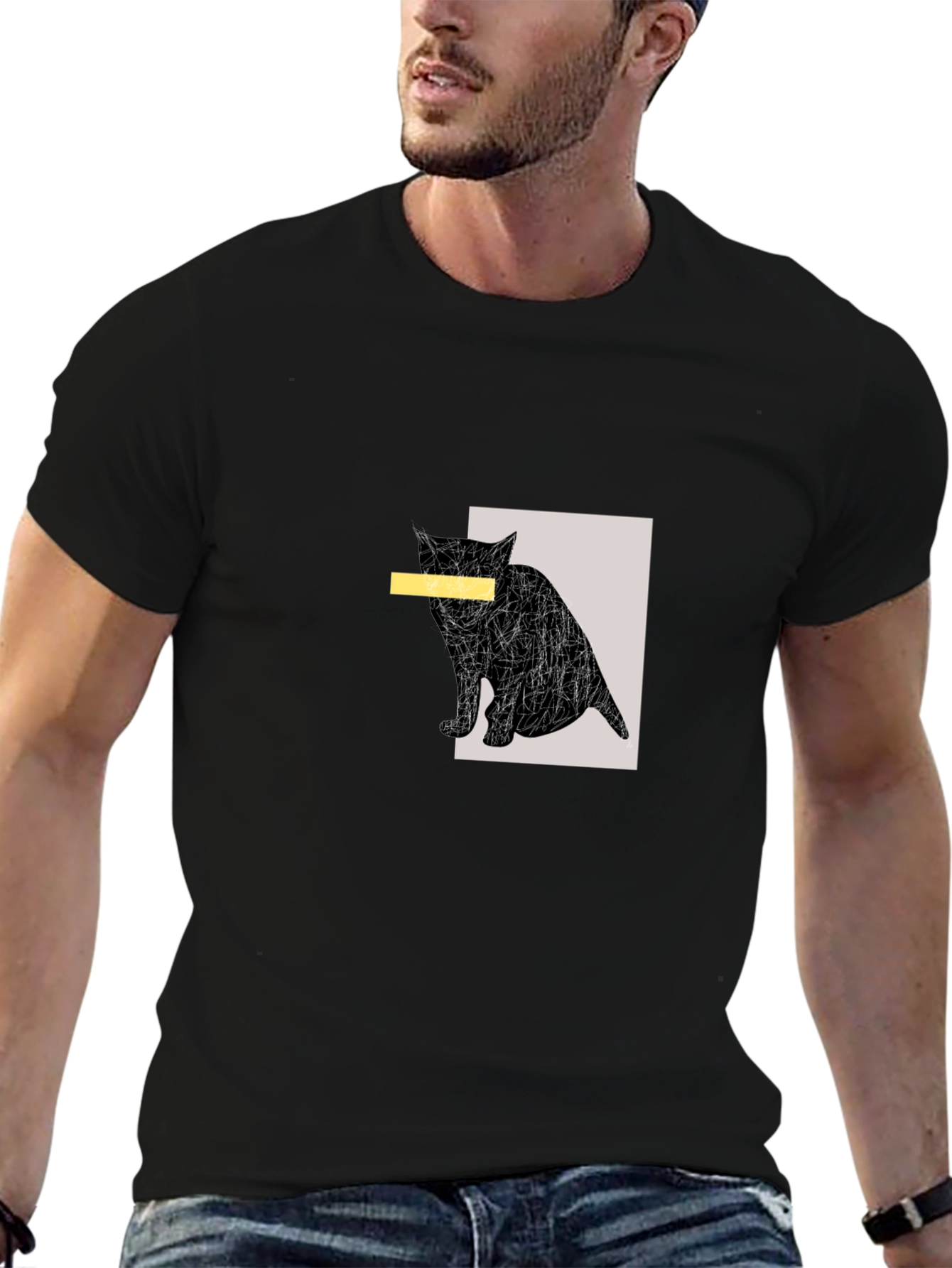 Abstract Cat Graphic Tee - Unisex Casual T-Shirt