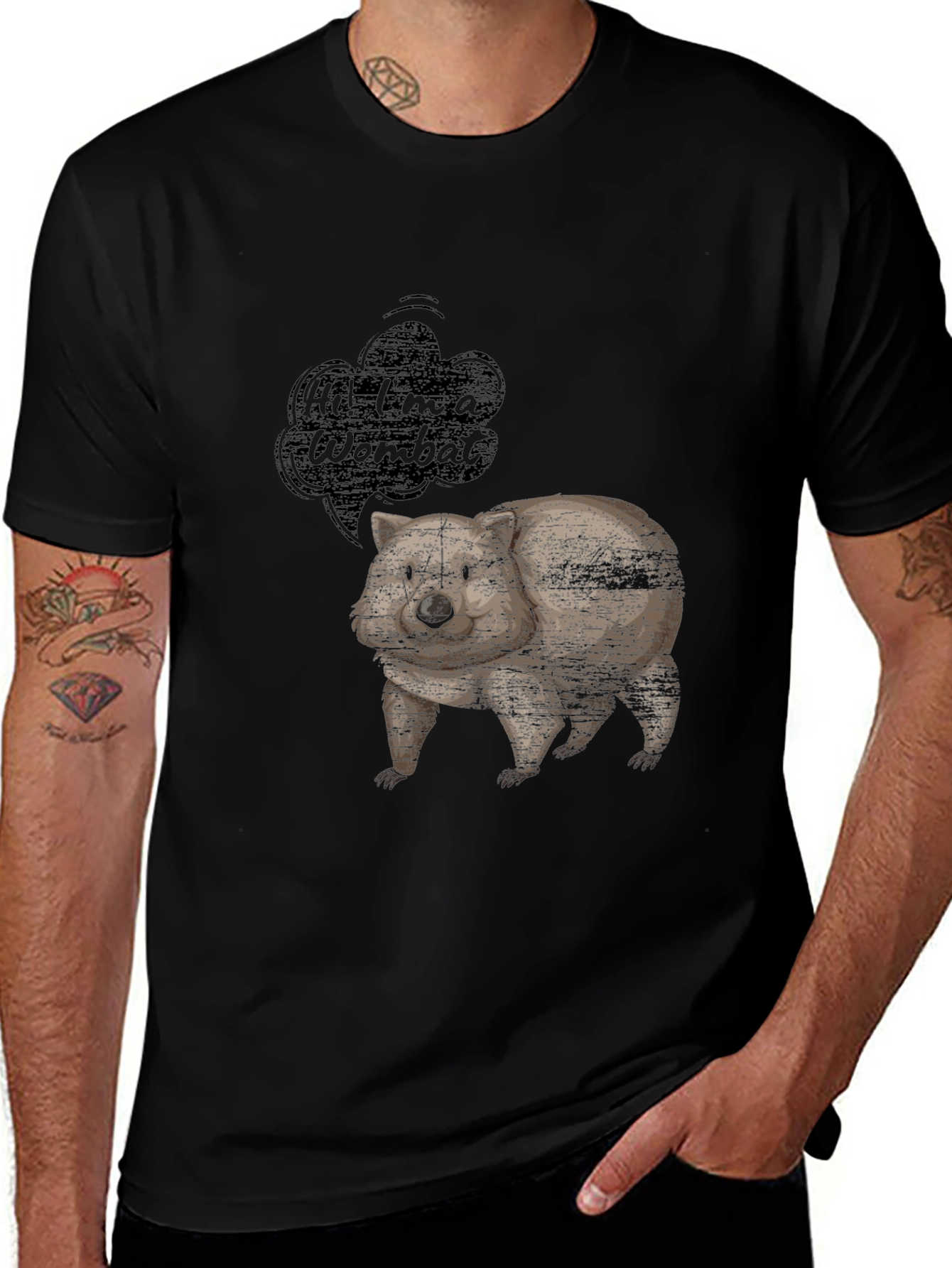 Wombat Graphic Tee - Mens Black T-Shirt
