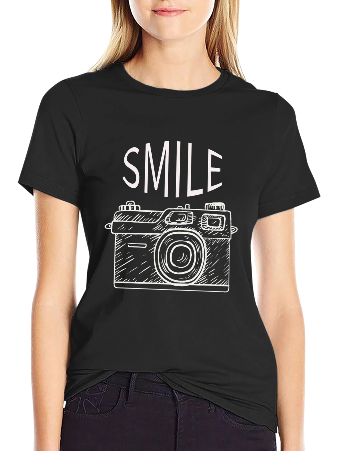 Smile Camera Graphic T-Shirt - Casual Trendy Tee