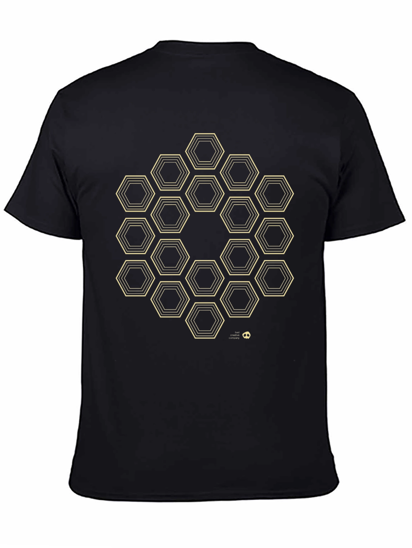 Geometric Hexagon Pattern T-Shirt - Black