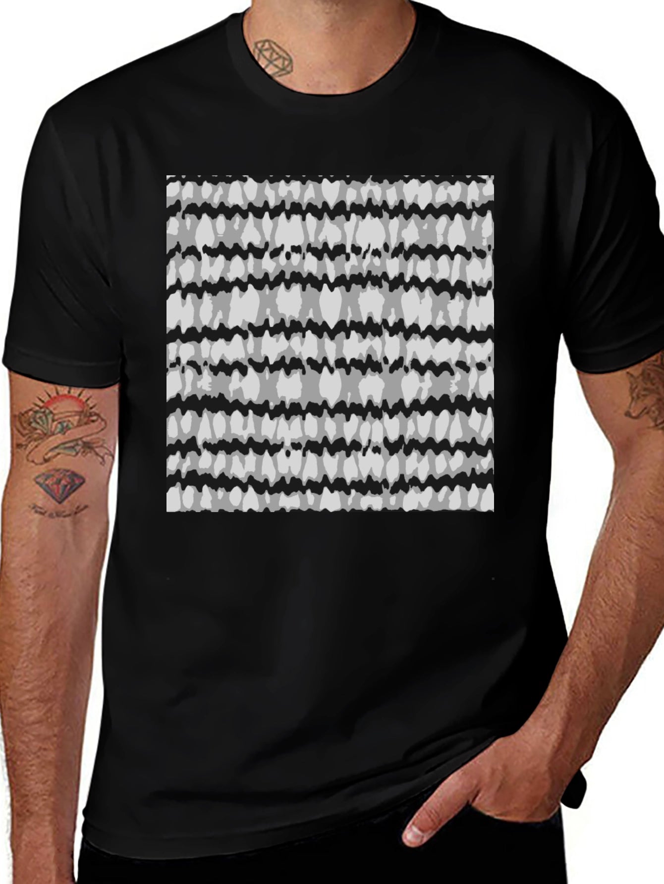 Abstract Pattern Black T-Shirt