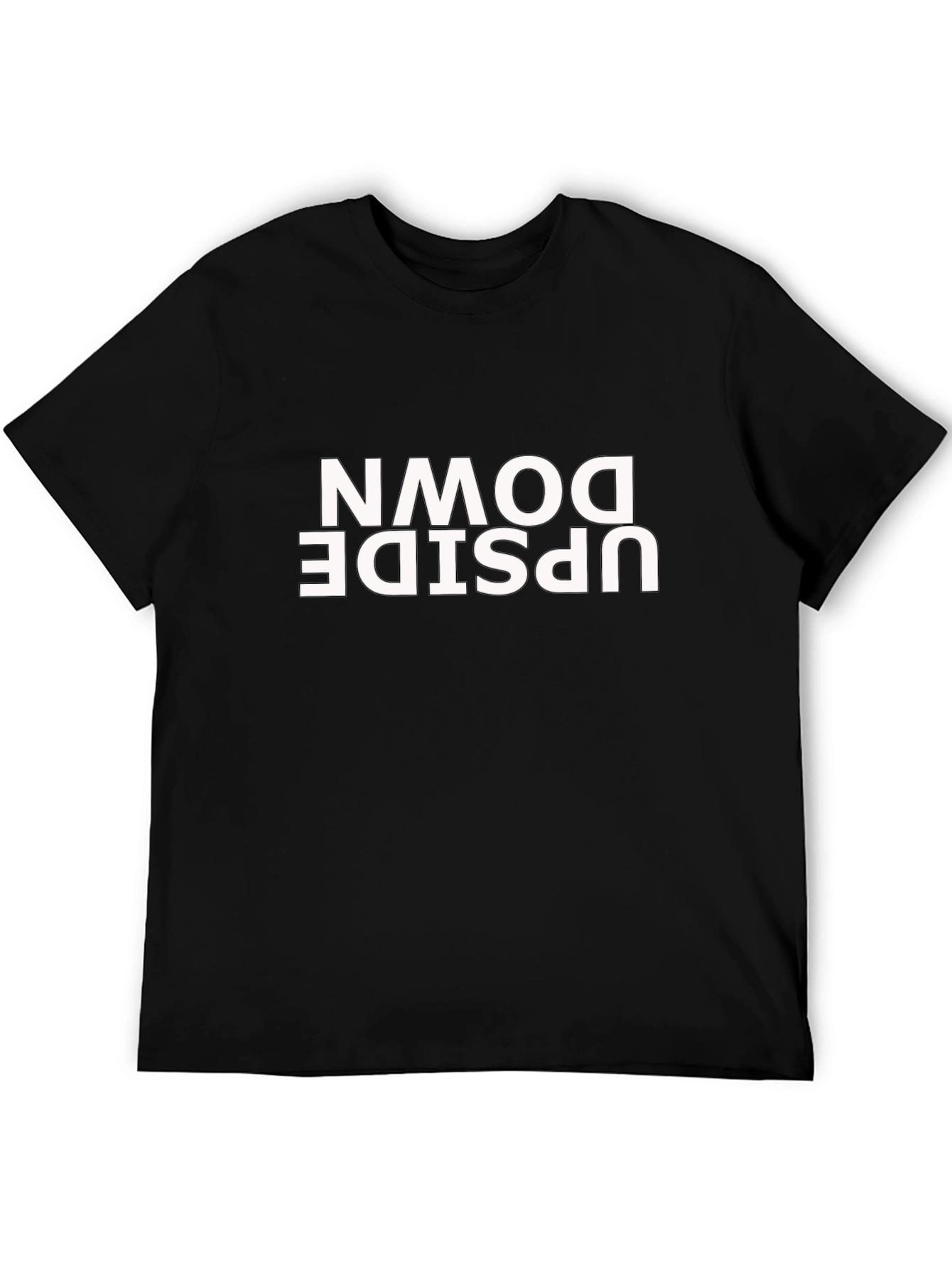 Upside Down Graphic Tee - Black Casual T-Shirt