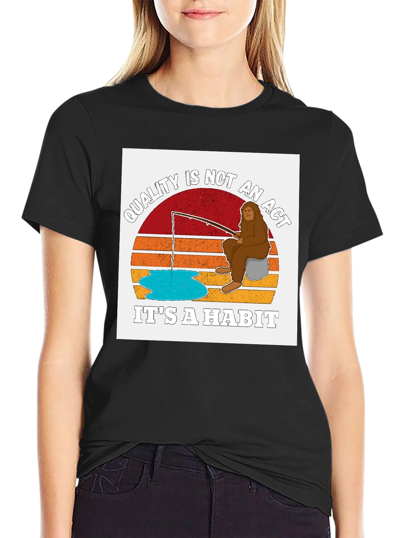 Sasquatch Fishing T-Shirt - Quality is a Habit