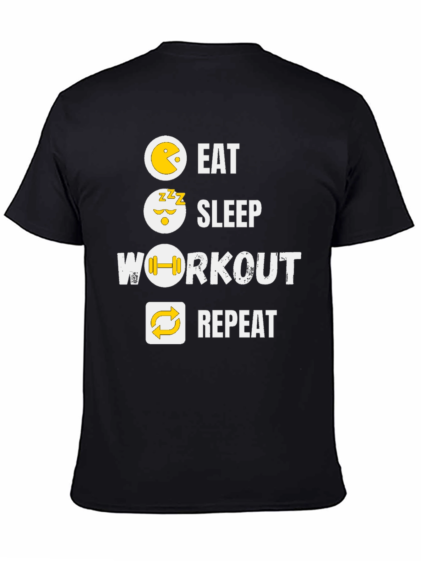Eat Sleep Workout Repeat Black Graphic Tee