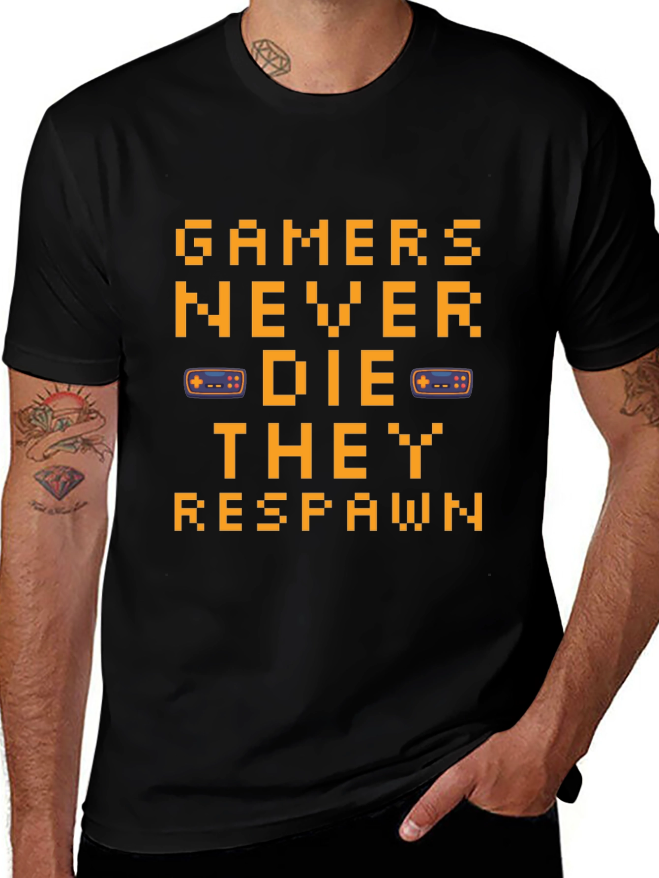 Gamers Never Die Black T-Shirt