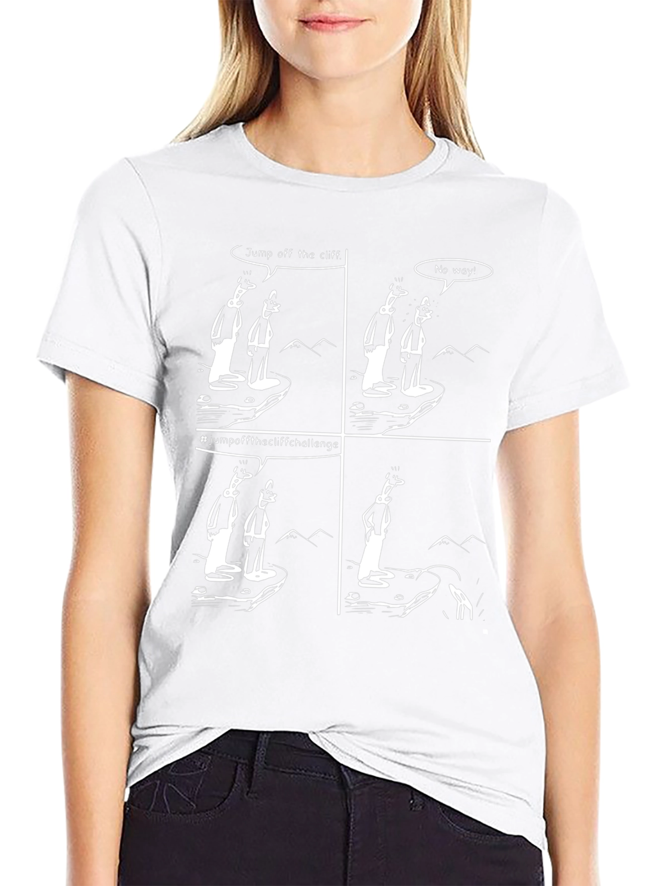Humorous Cartoon T-Shirt - Cliff Challenge Design