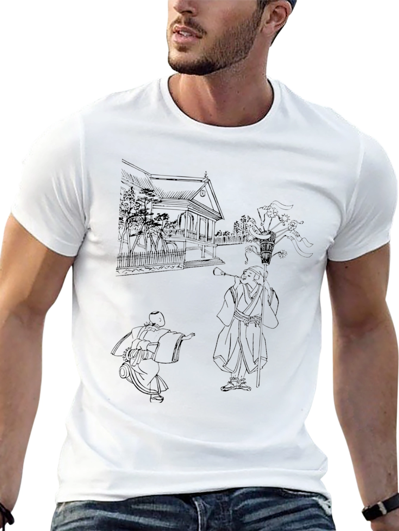 Japanese Art Style Graphic Black Tee