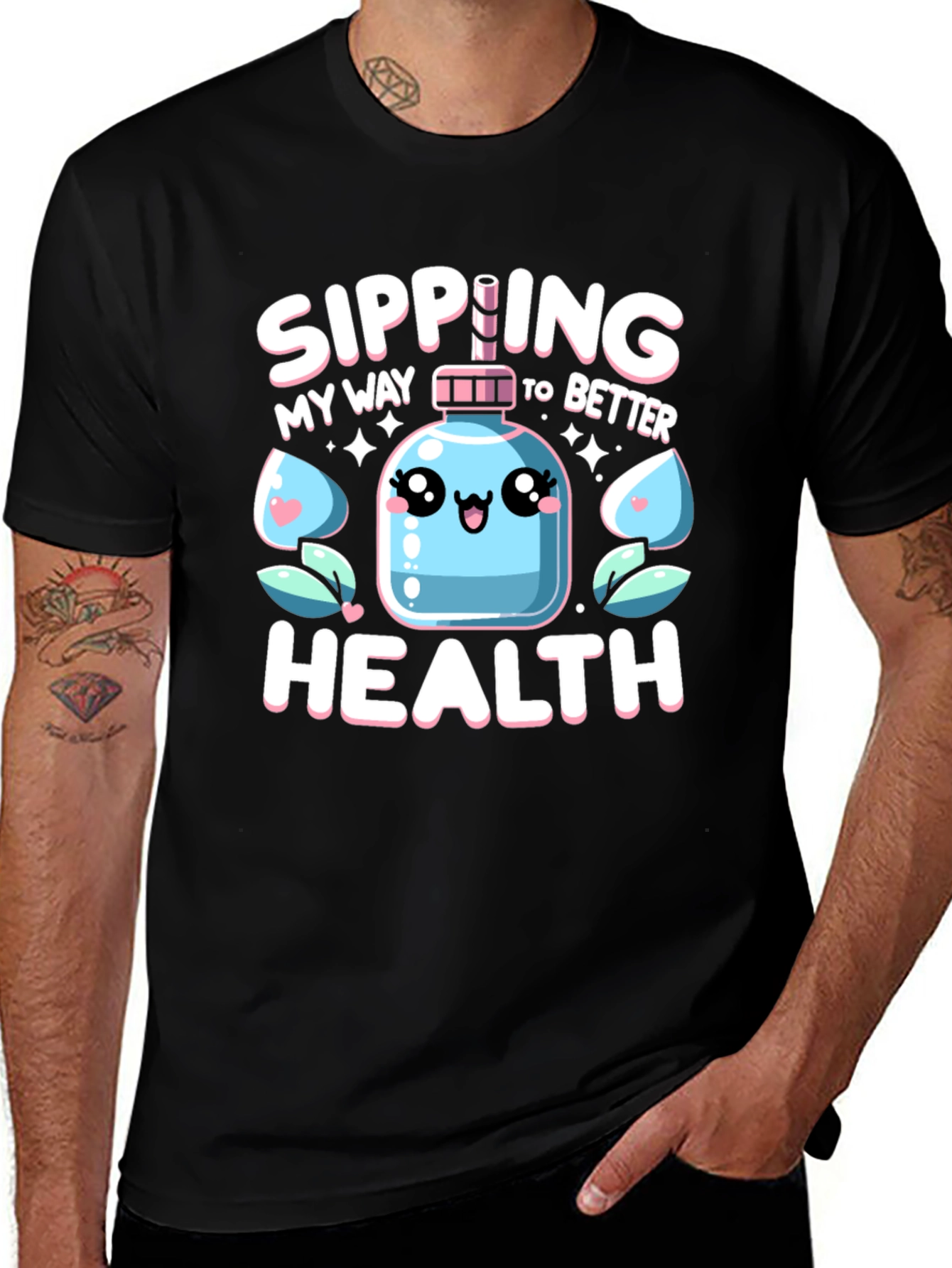 Sipping My Way To Better Health Black T-Shirt
