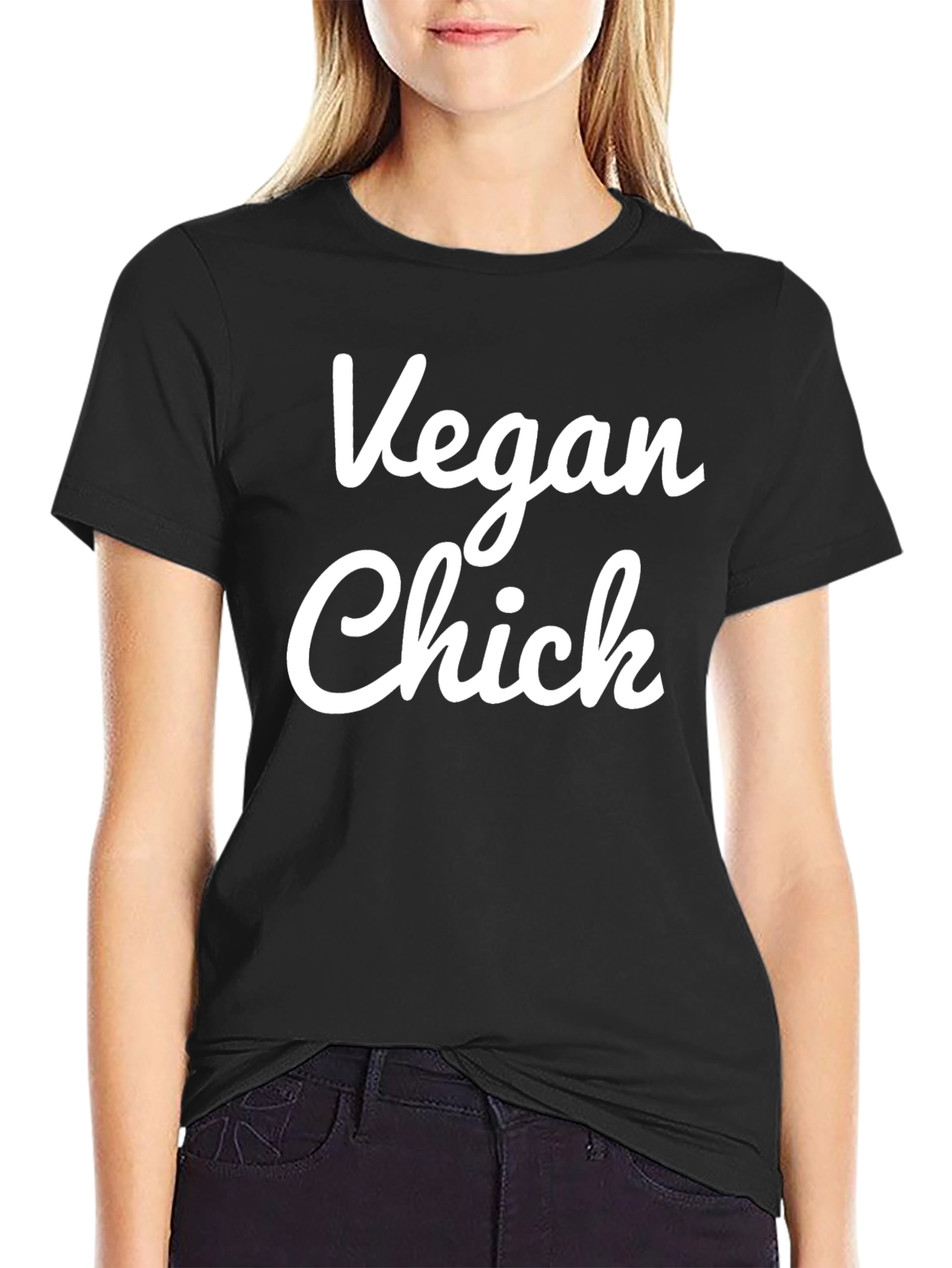 Vegan Chick Black T-Shirt - Animal Lover Tee
