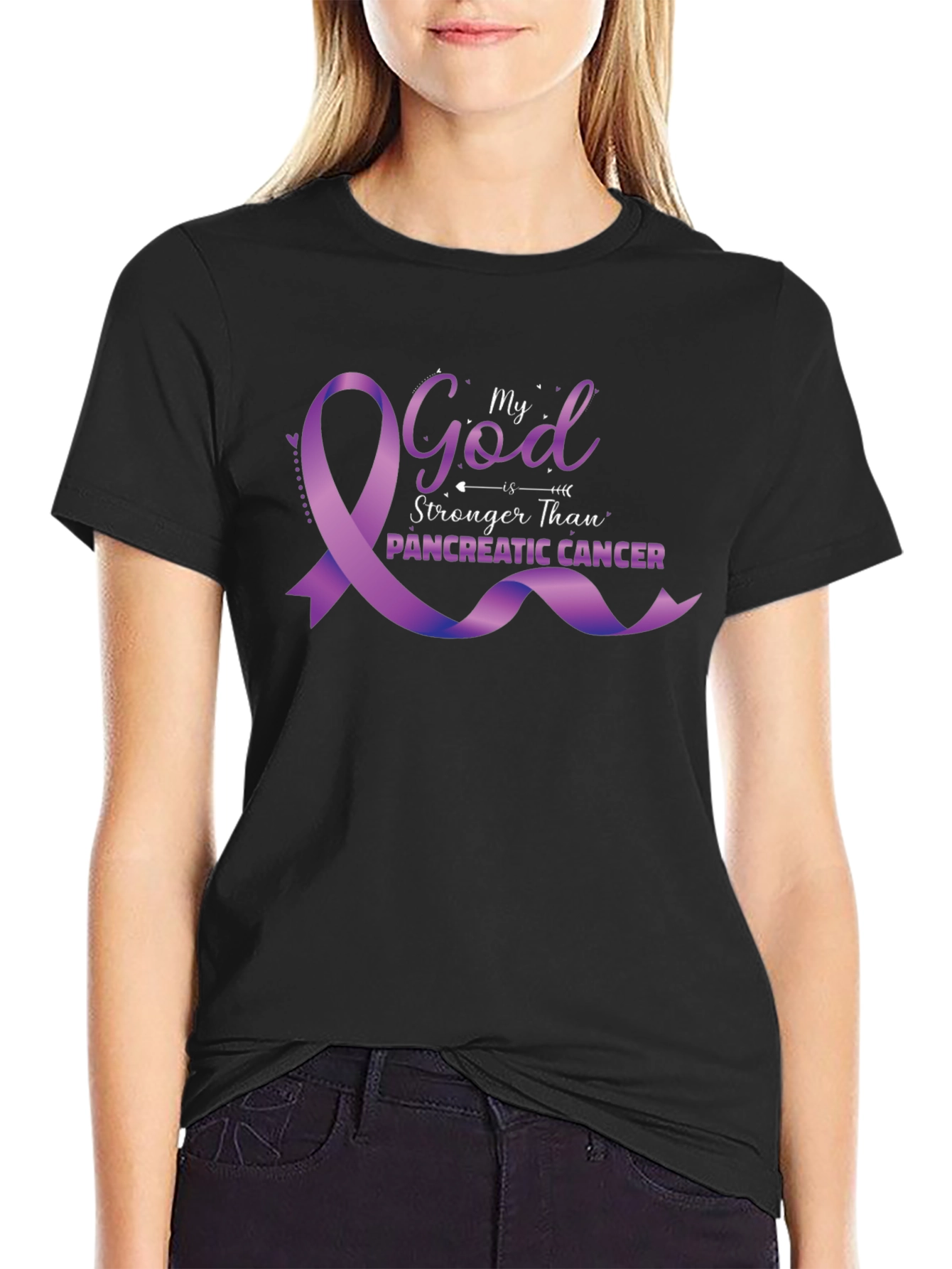 My God Stronger Pancreatic Cancer T-Shirt