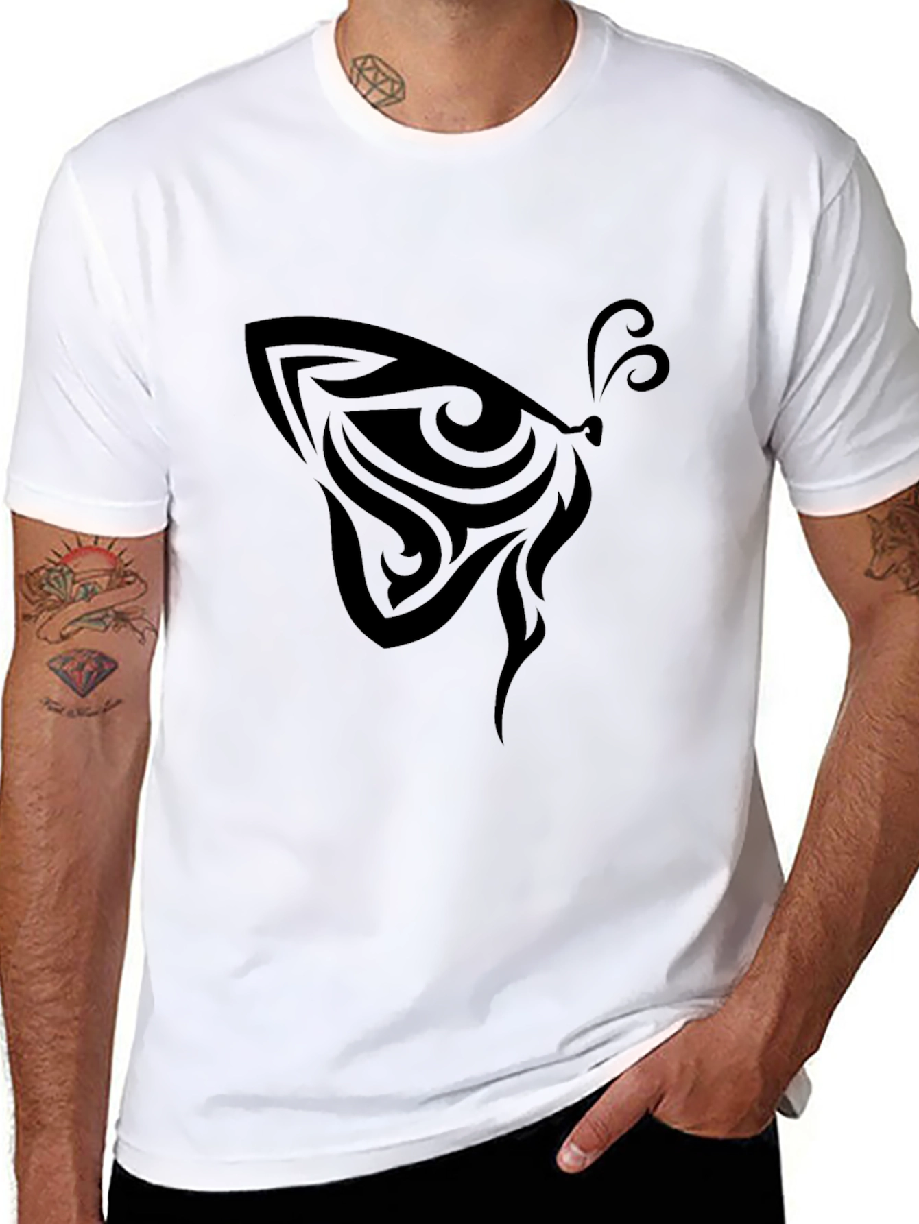 Tribal Butterfly Graphic Tee - Mens Black T-Shirt