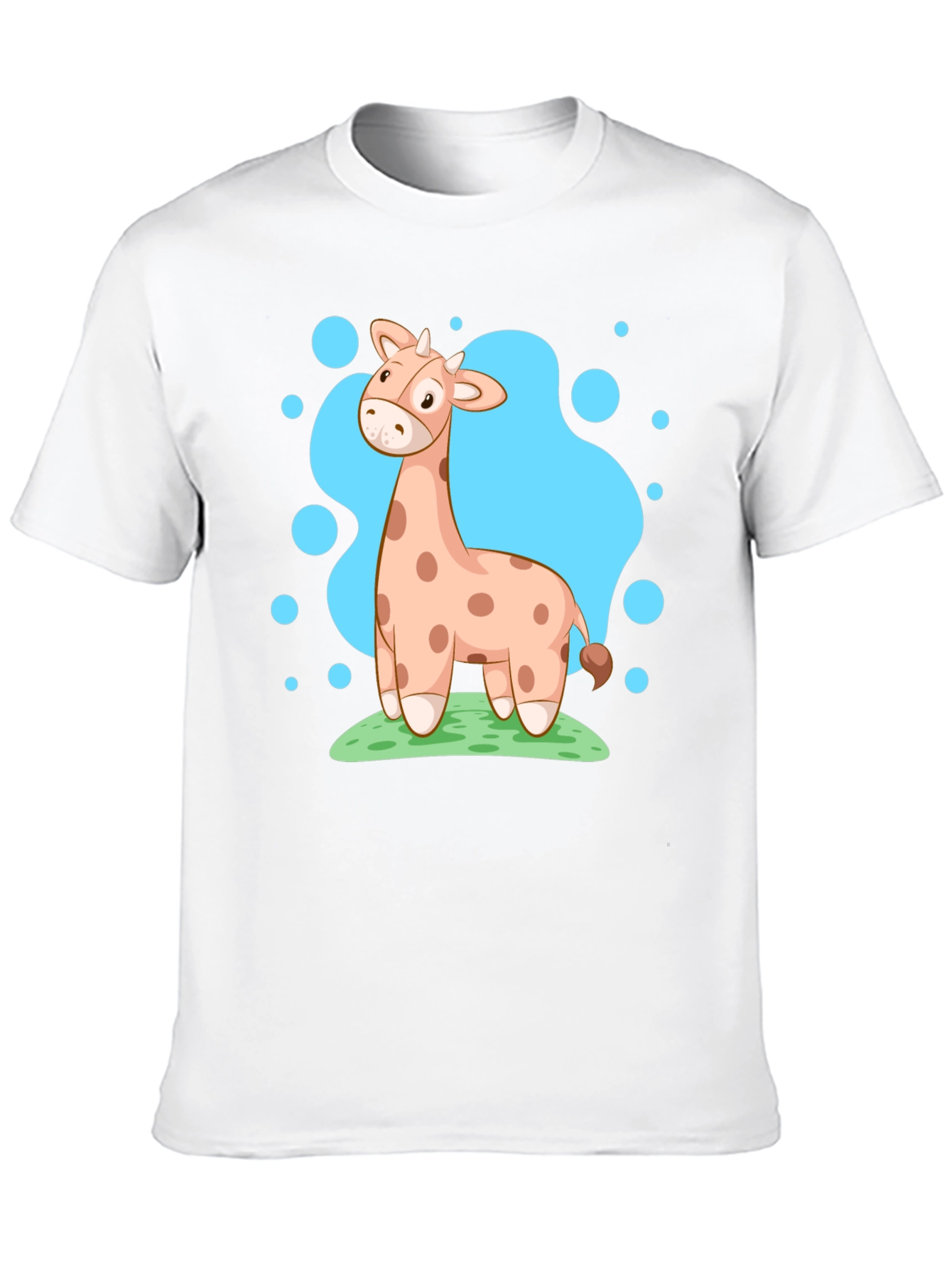 Giraffe Cartoon Graphic Tee - Black Cotton Shirt