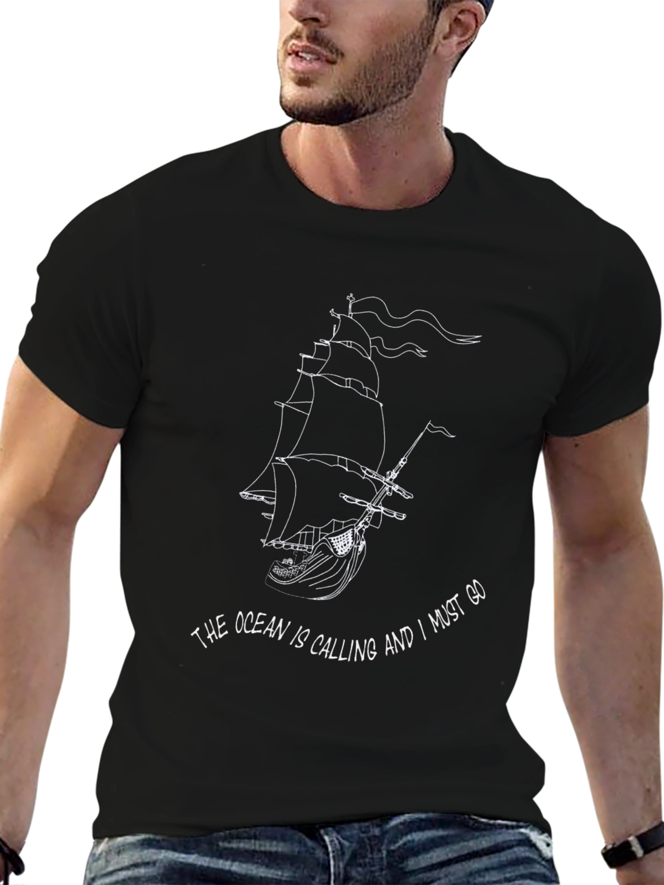 Ocean Calling Tee - Black Graphic T-Shirt