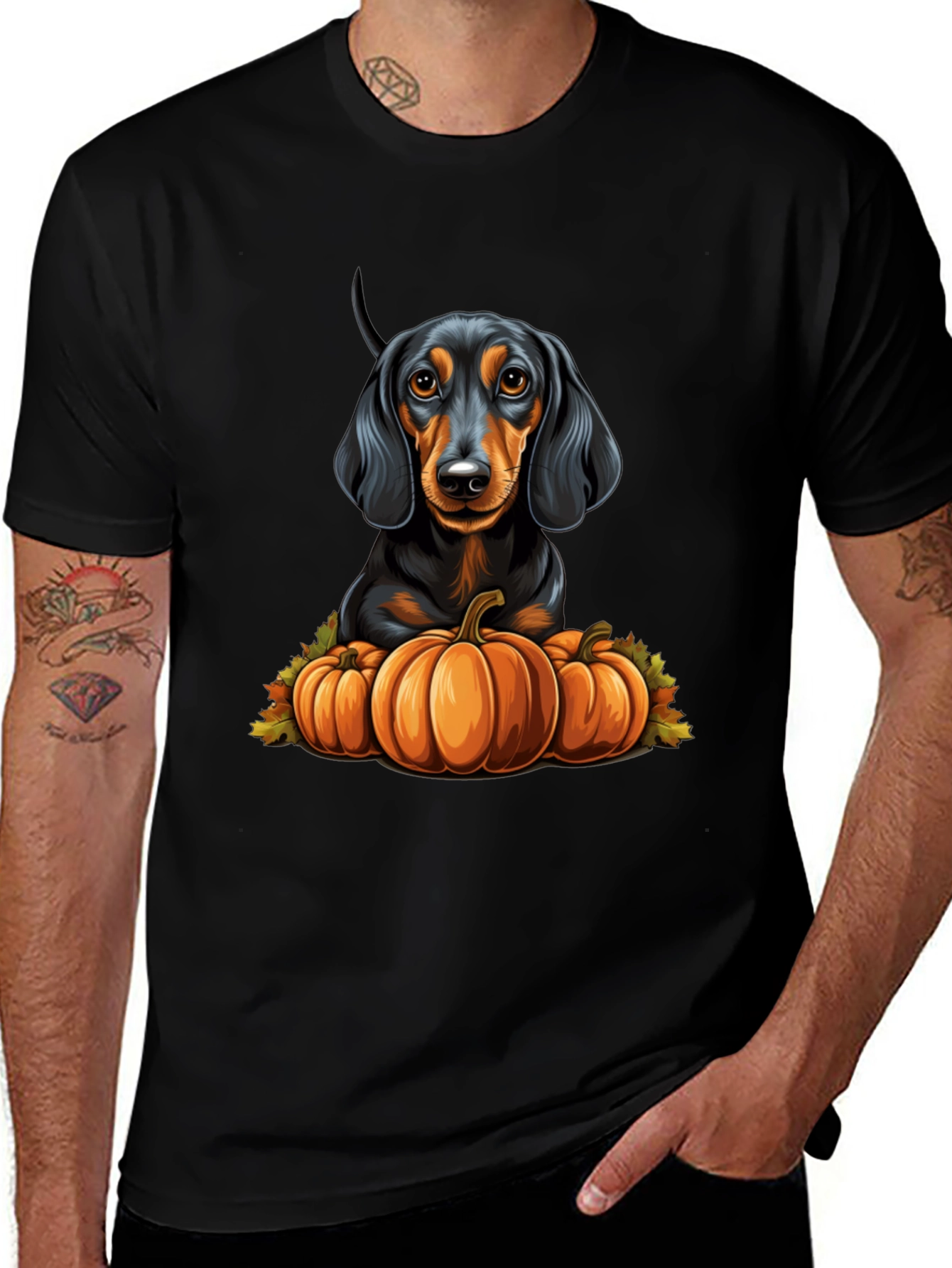 Dachshund Pumpkin T-Shirt - Autumn Dog Tee