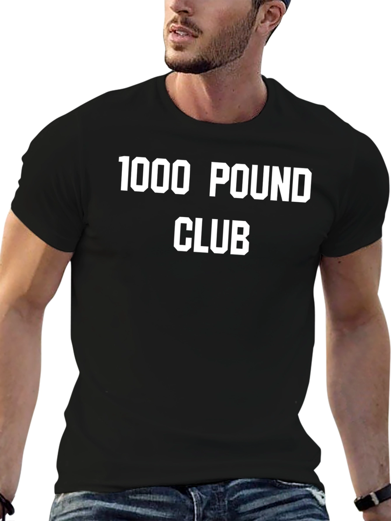 1000 Pound Club Black T-Shirt Gym Weightlifting Apparel