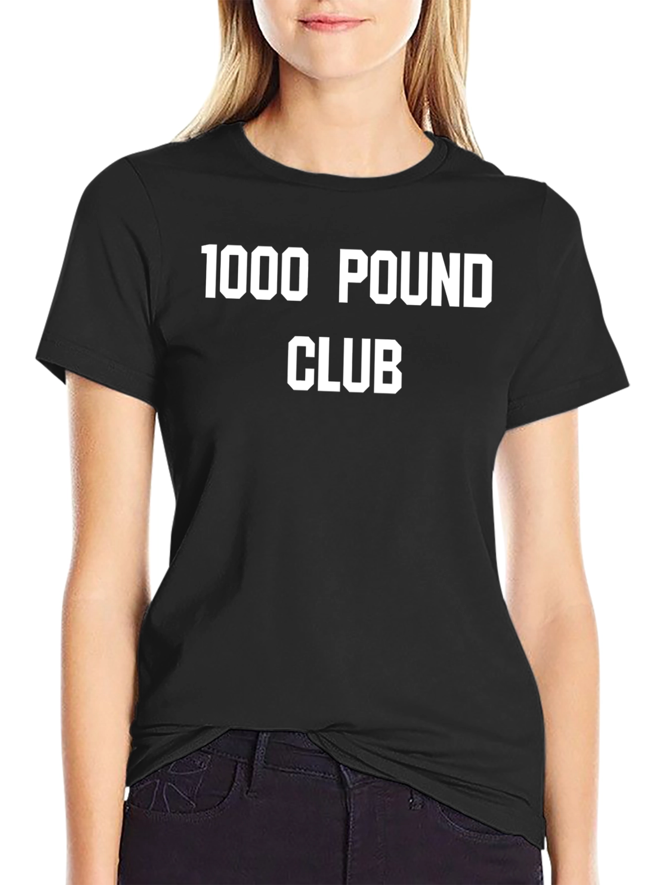1000 Pound Club Black T-Shirt Gym Weightlifting Apparel