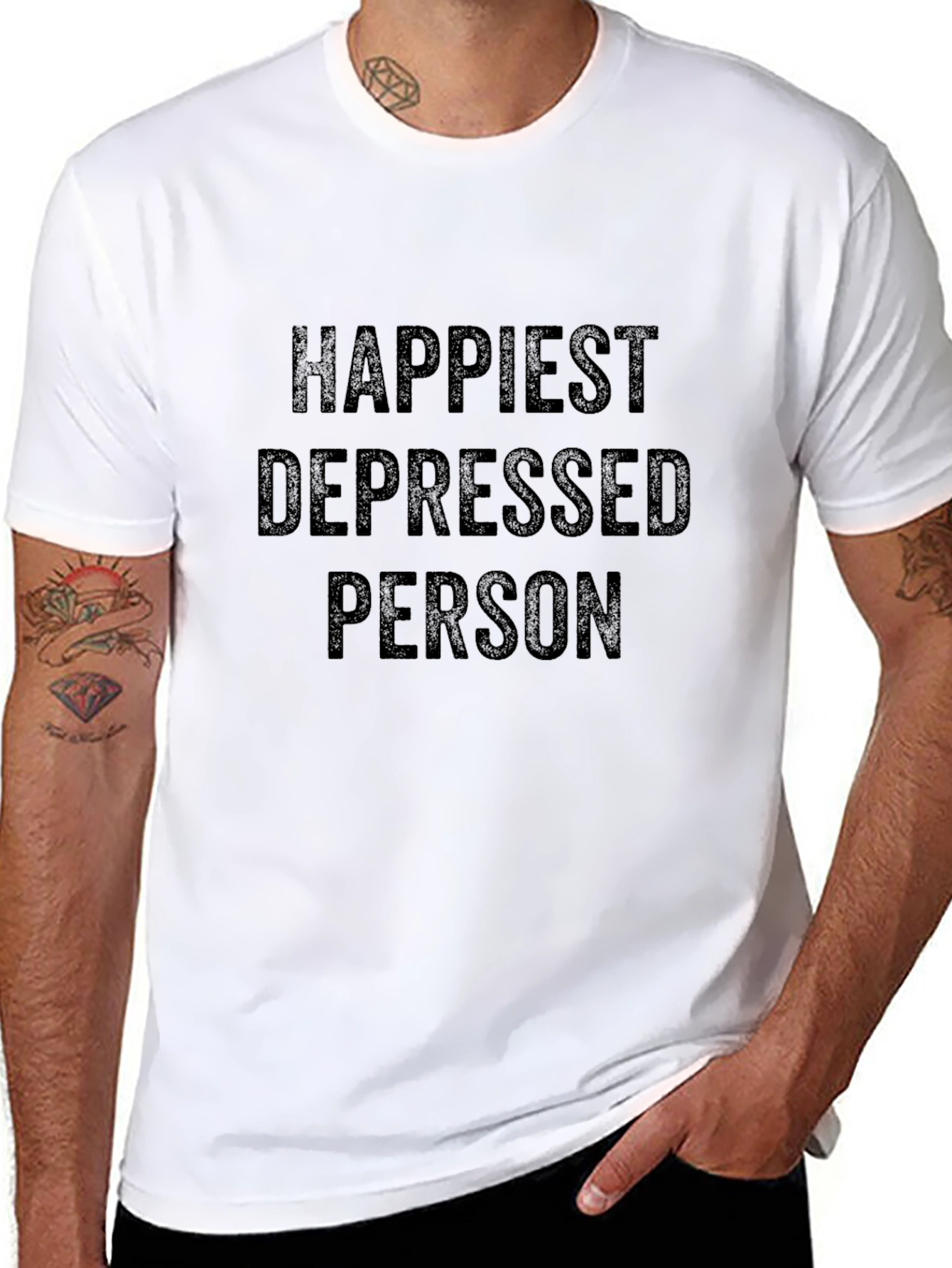 Happiest Depressed Person Graphic Tee - Black