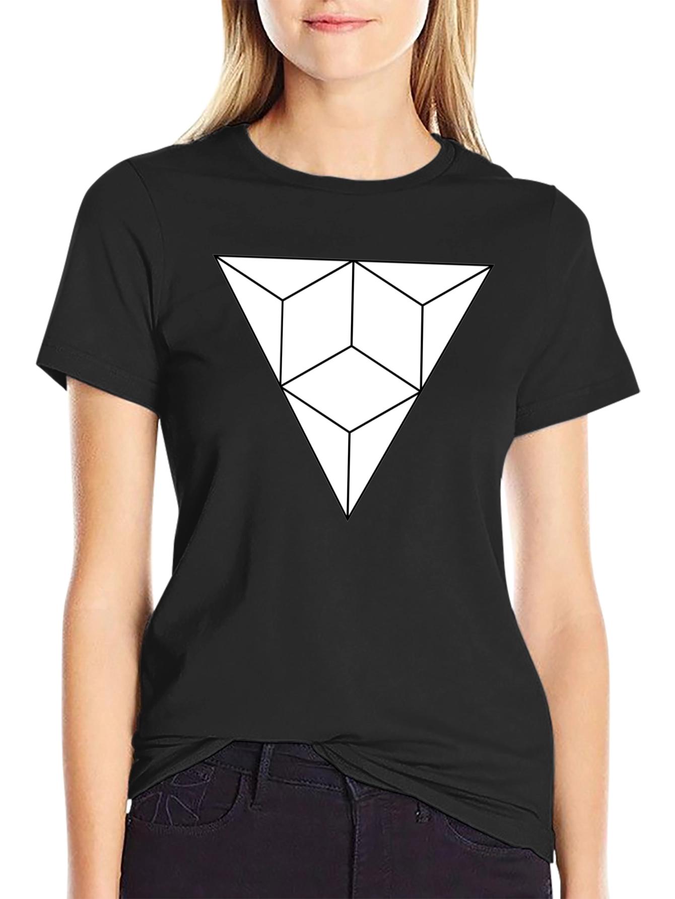 Geometric Illusion Triangle Black T-Shirt