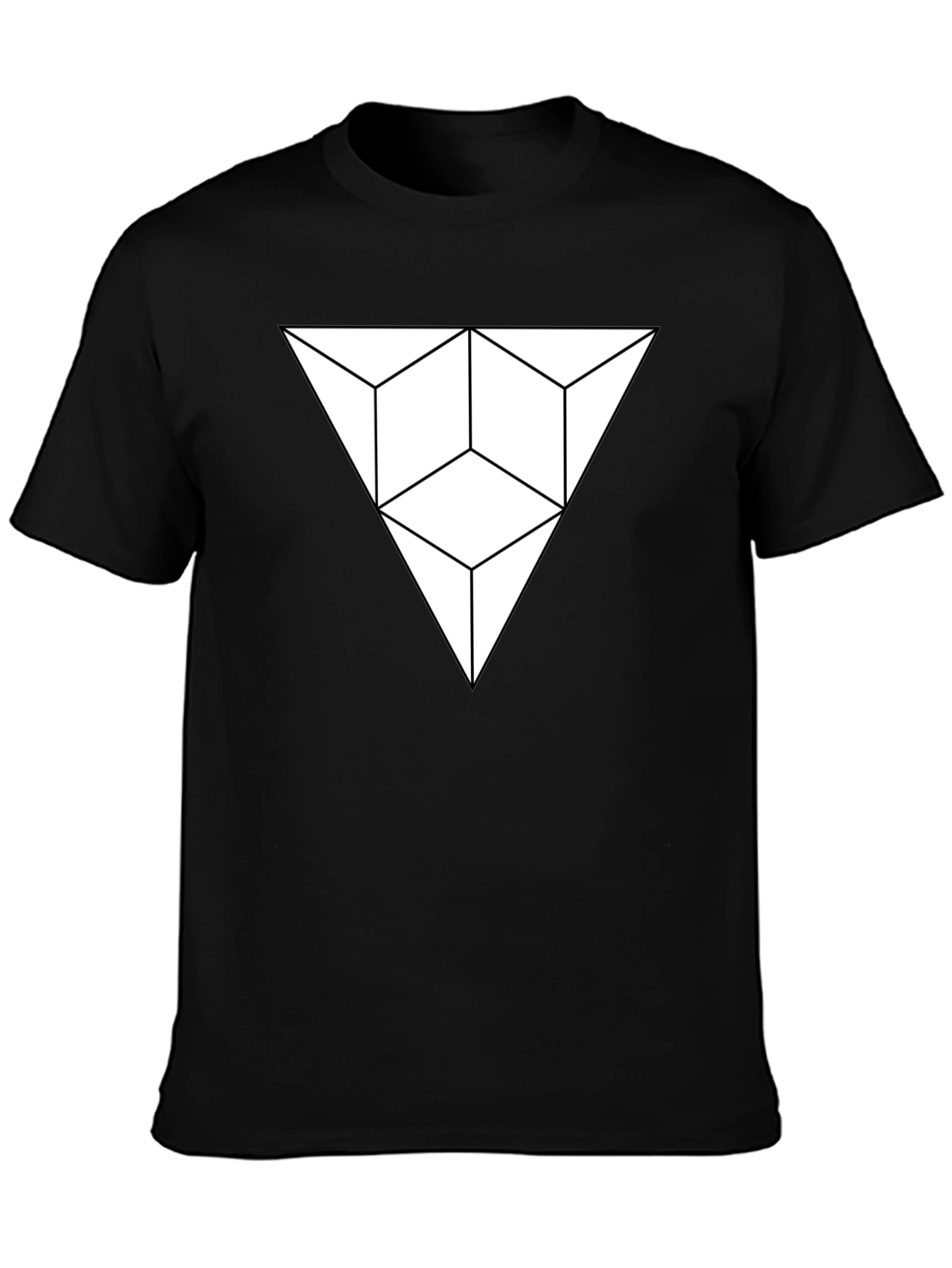 Geometric Illusion Triangle Black T-Shirt