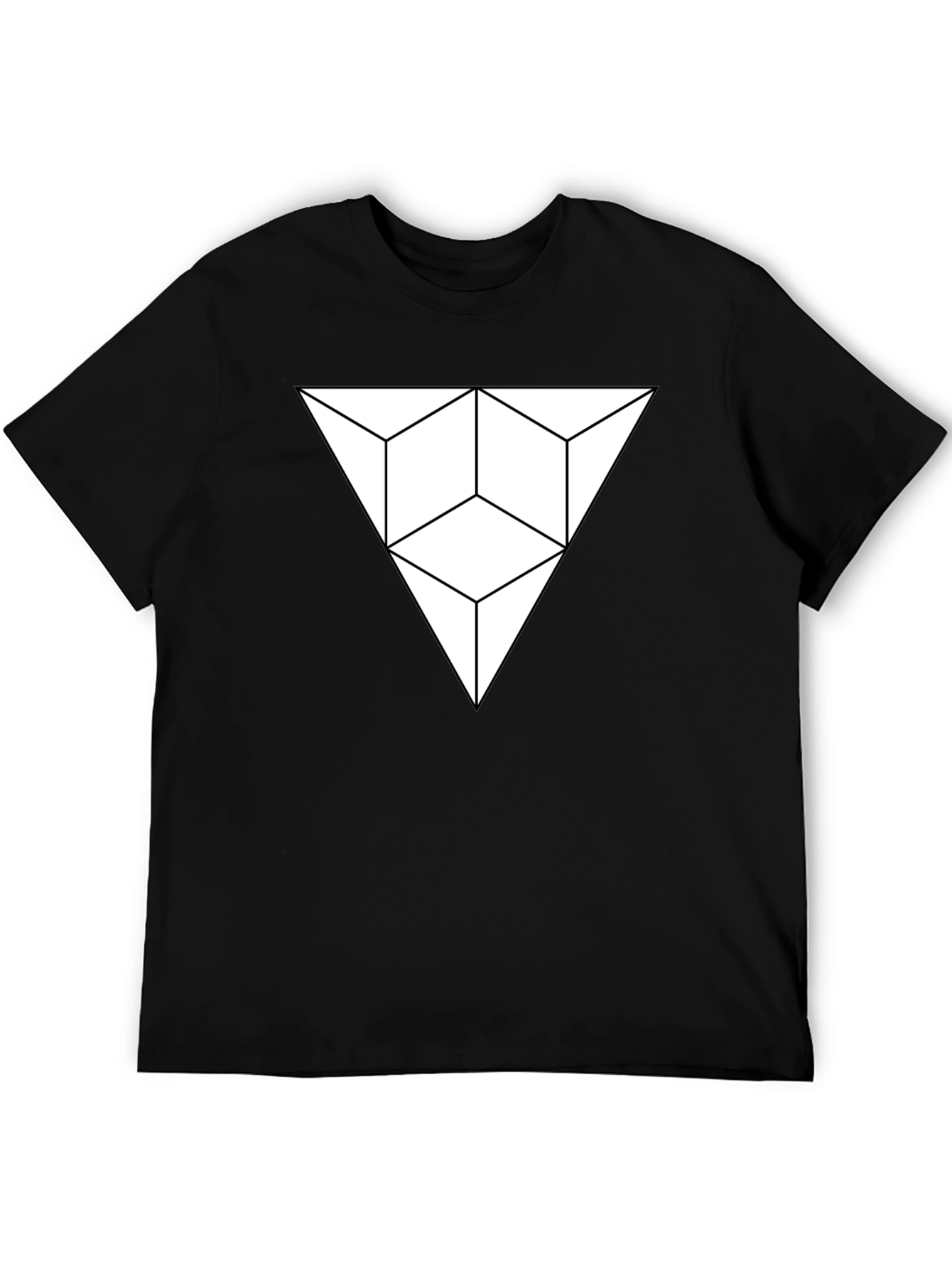 Geometric Illusion Triangle Black T-Shirt