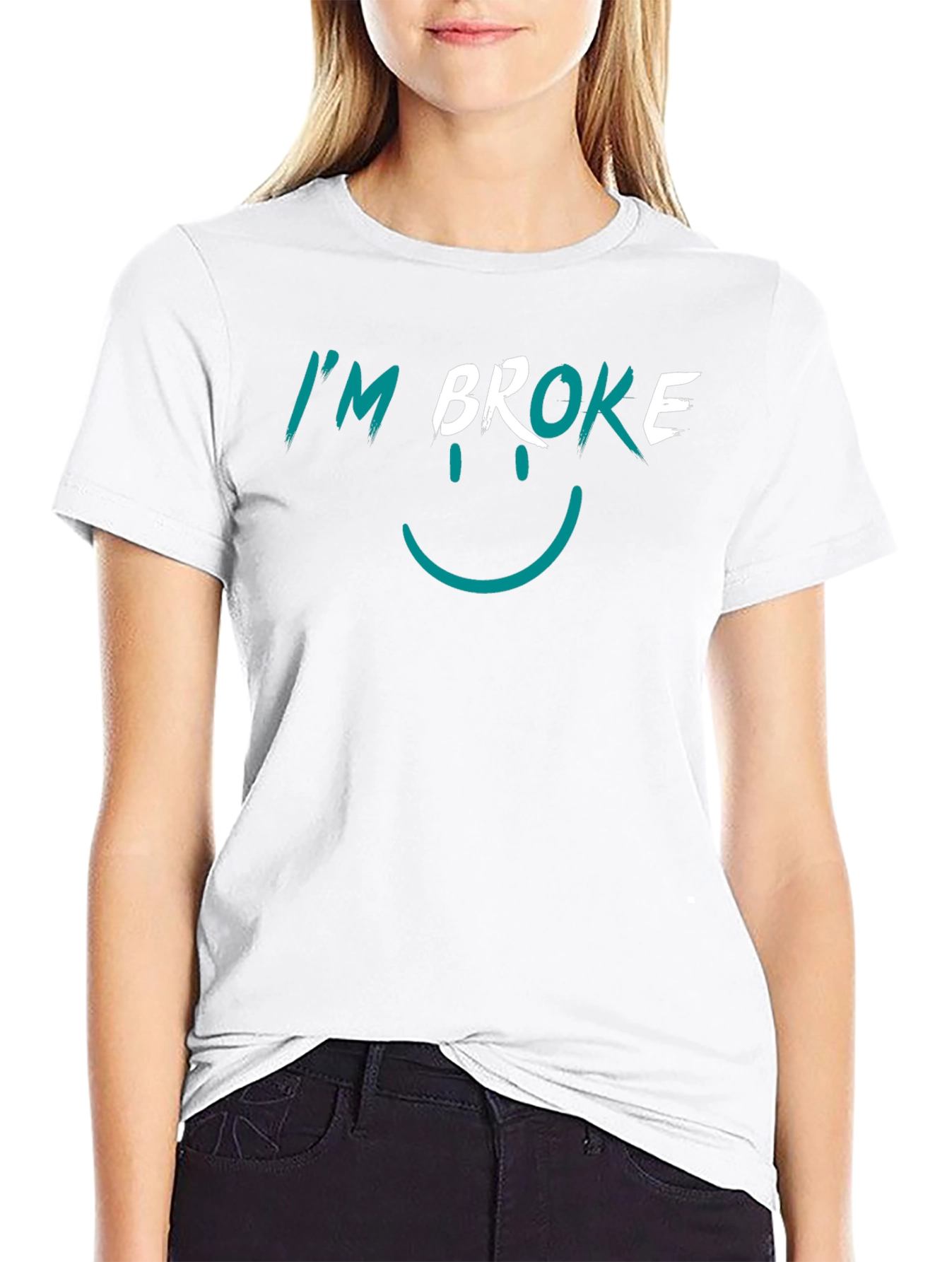 Im Broke Smiley T-Shirt - Funny Graphic Tee
