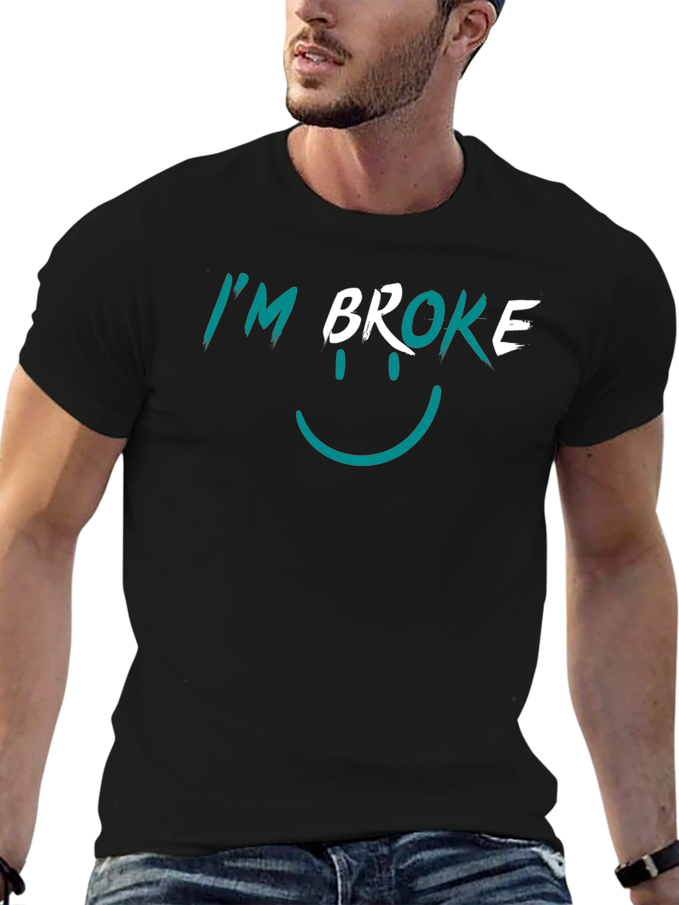 Im Broke Smiley T-Shirt - Funny Graphic Tee