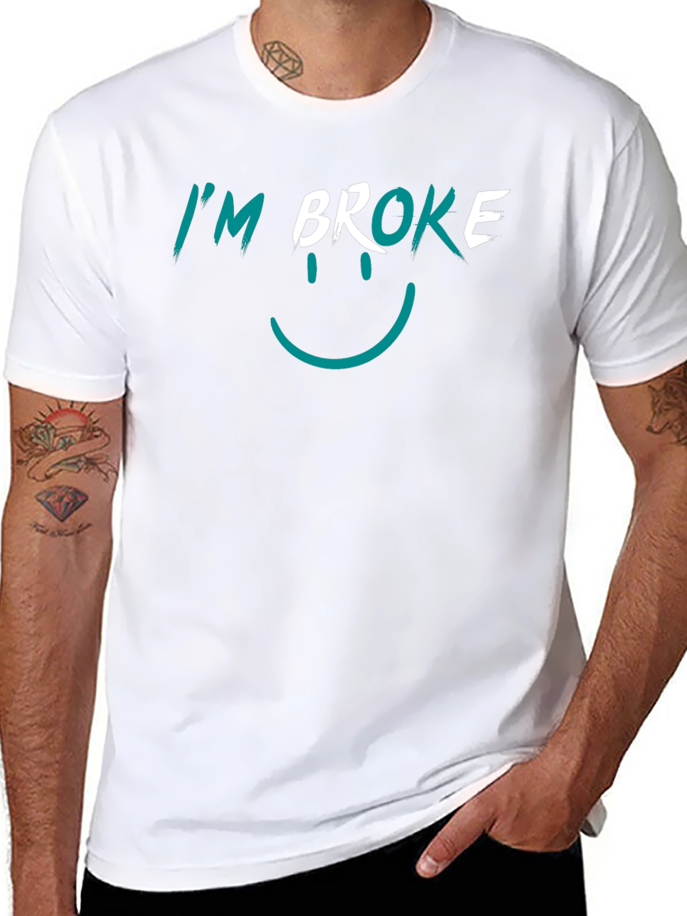 Im Broke Smiley T-Shirt - Funny Graphic Tee