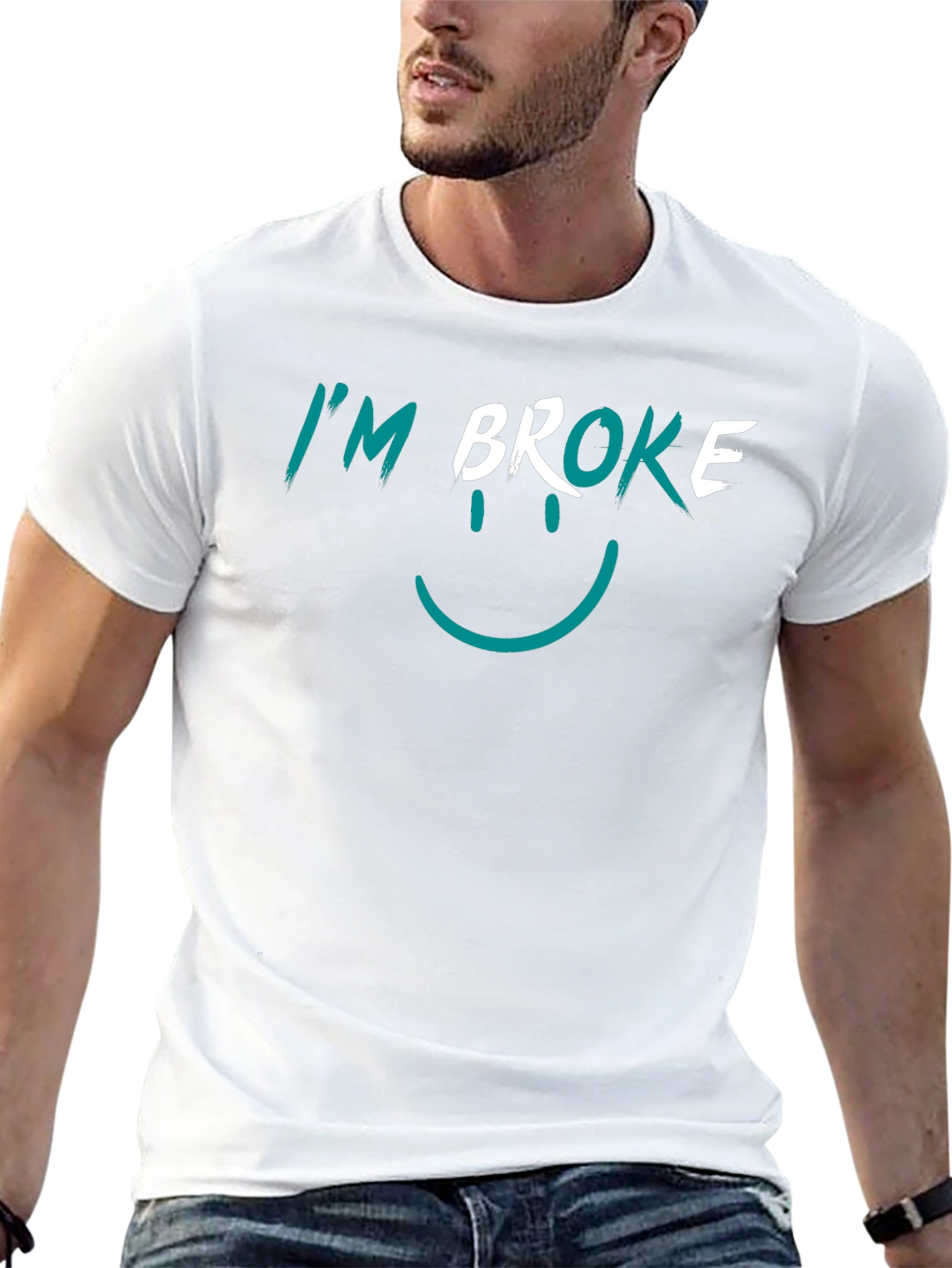 Im Broke Smiley T-Shirt - Funny Graphic Tee
