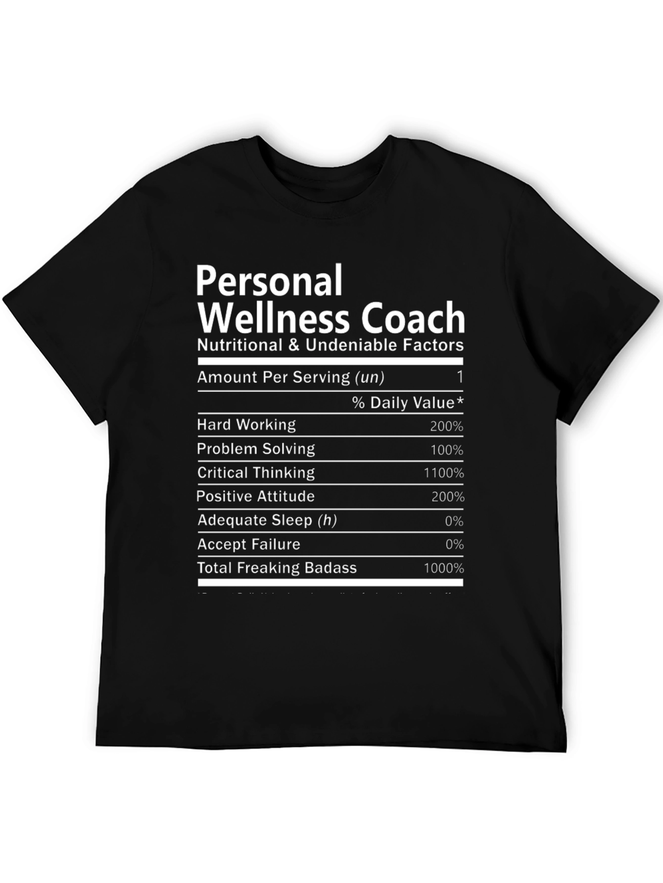Personal Wellness Coach T-Shirt - Nutrition Facts