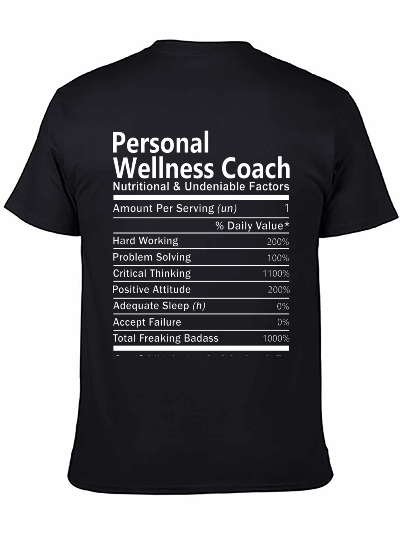 Personal Wellness Coach T-Shirt - Nutrition Facts
