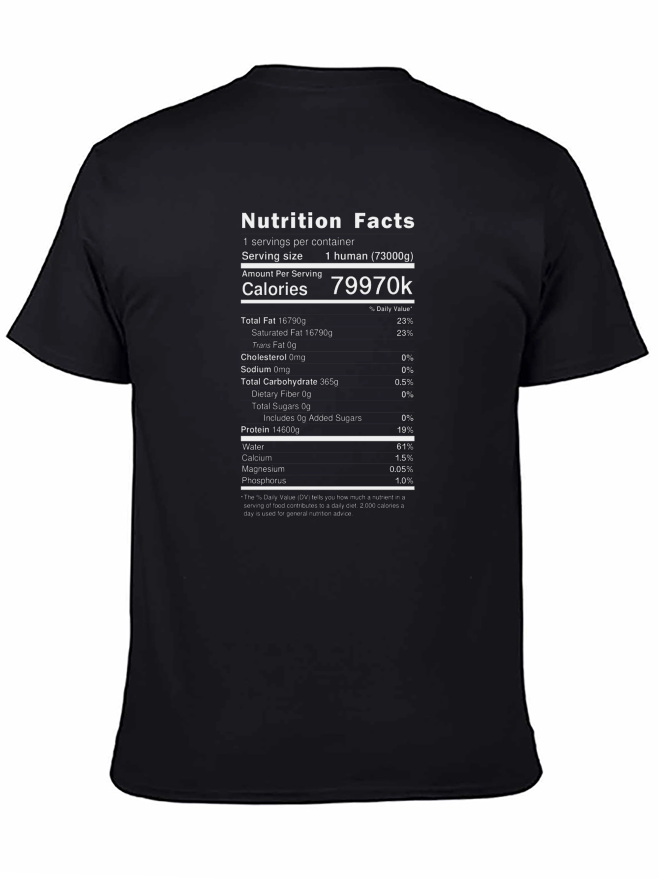 Nutrition Facts Human Calories T-Shirt