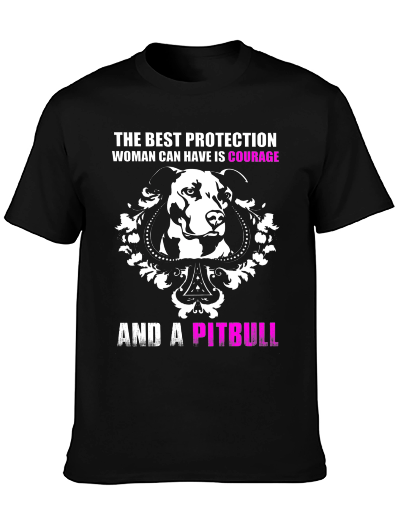 Courage and a Pitbull Black Graphic T-Shirt