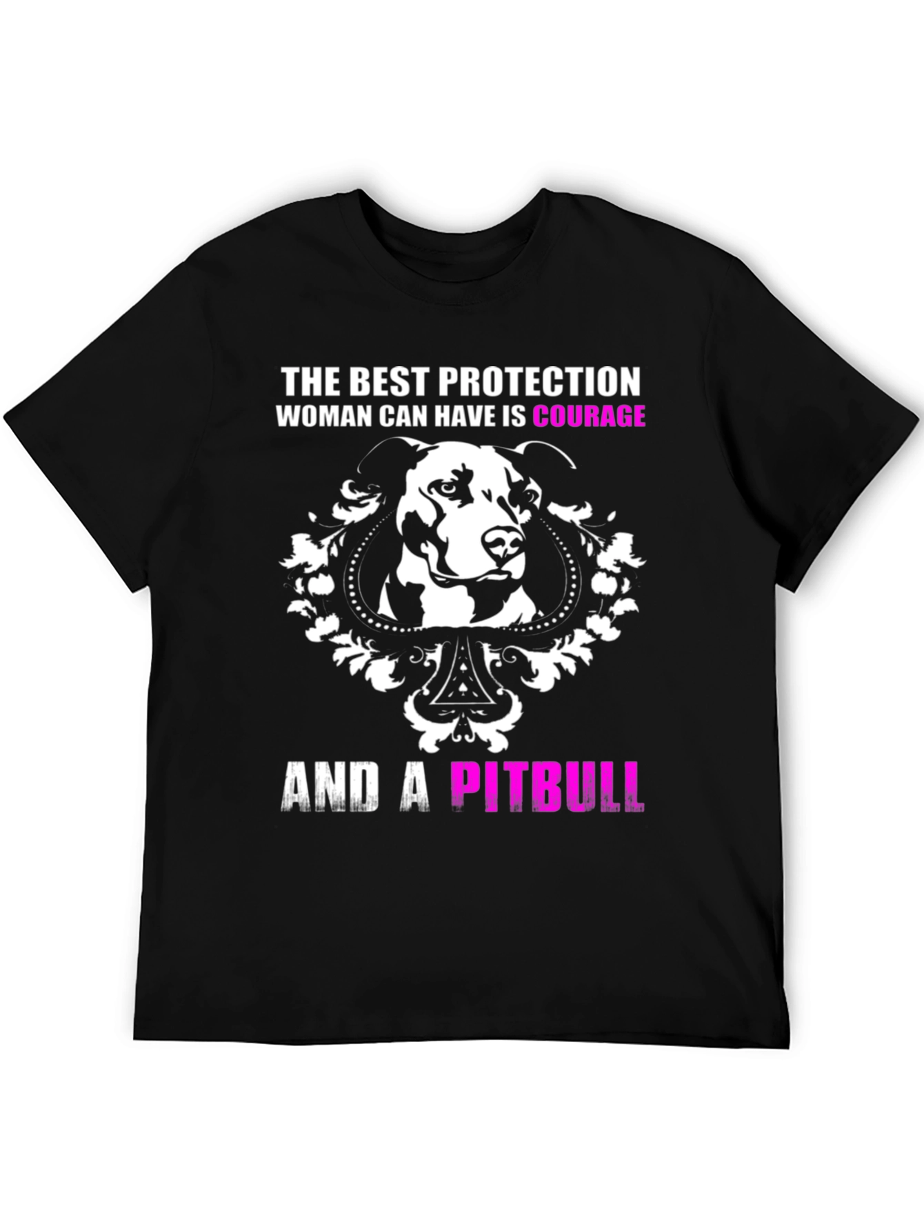 Courage and a Pitbull Black Graphic T-Shirt